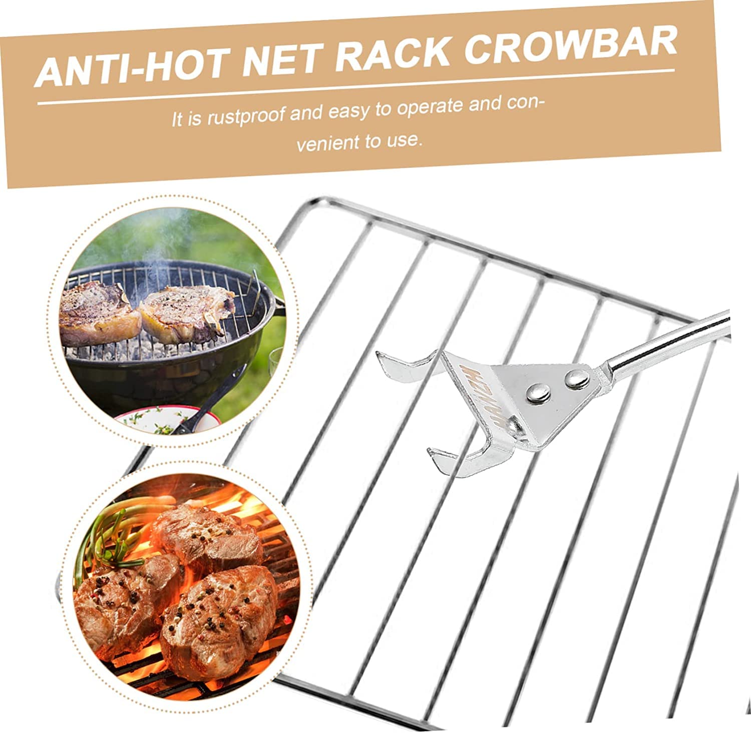 MRKU 1 pz. Pinza per Uova da Cucina, Pinza per Gas, Pinza per griglia da Cucina in Acciaio per Esterni, Pinza per Calore in Acciaio Inox con affumicatore, Pinza Universale per Legno e Metallo.
