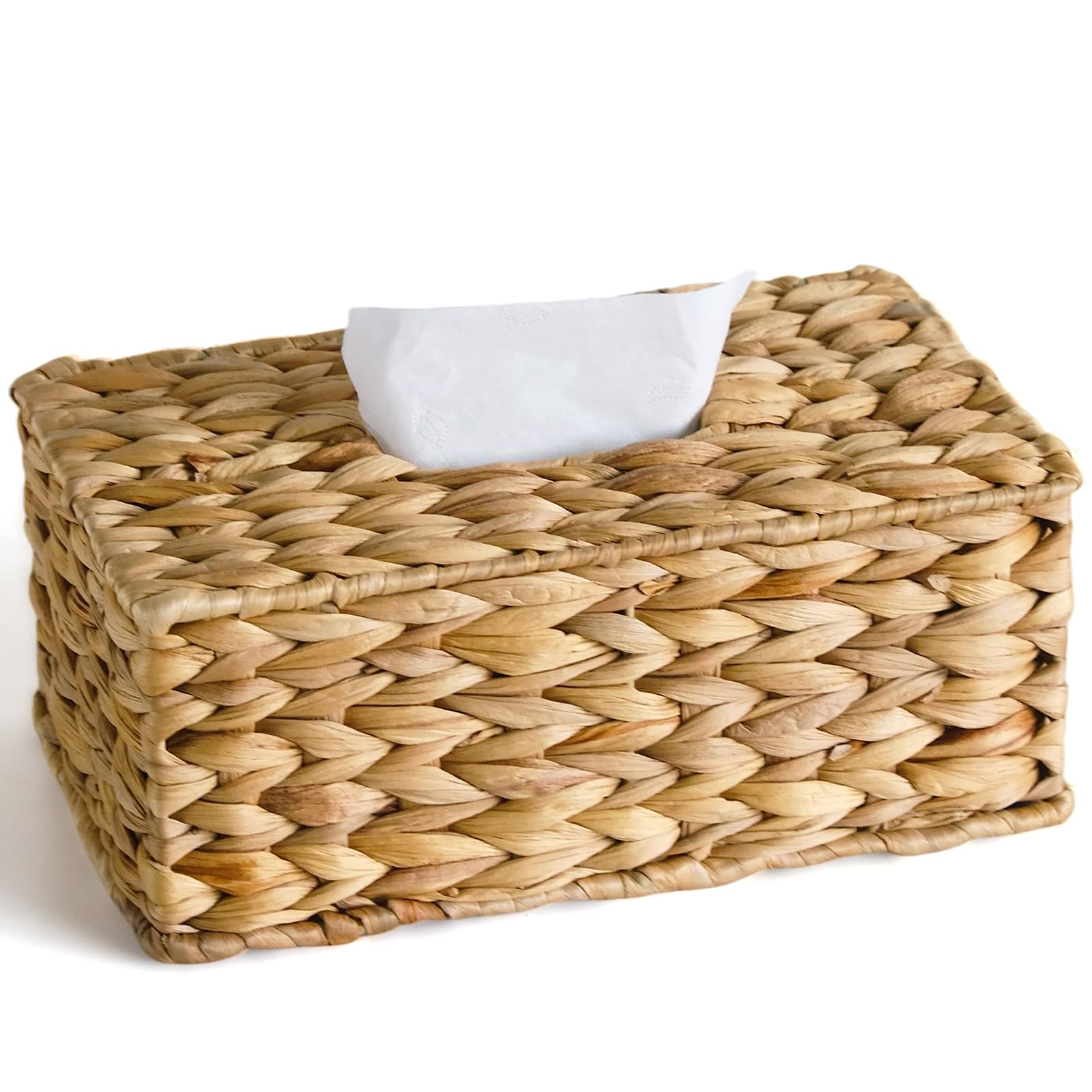 Rectangular Tissue Box Cover Compatible with 100-160 Sheets of Kleenex Water Hyacinth Rectangle Tissue Box Rattan Tissue Box