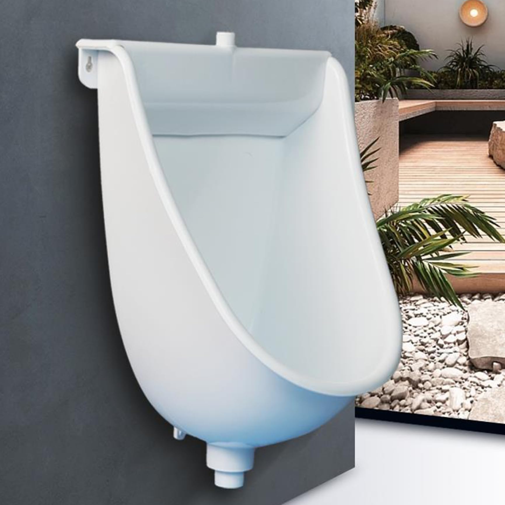 Waterless Urinal For Outdoor Use | Splashproof, Wall-Mount With Hose For Garage, Shed, Backyard