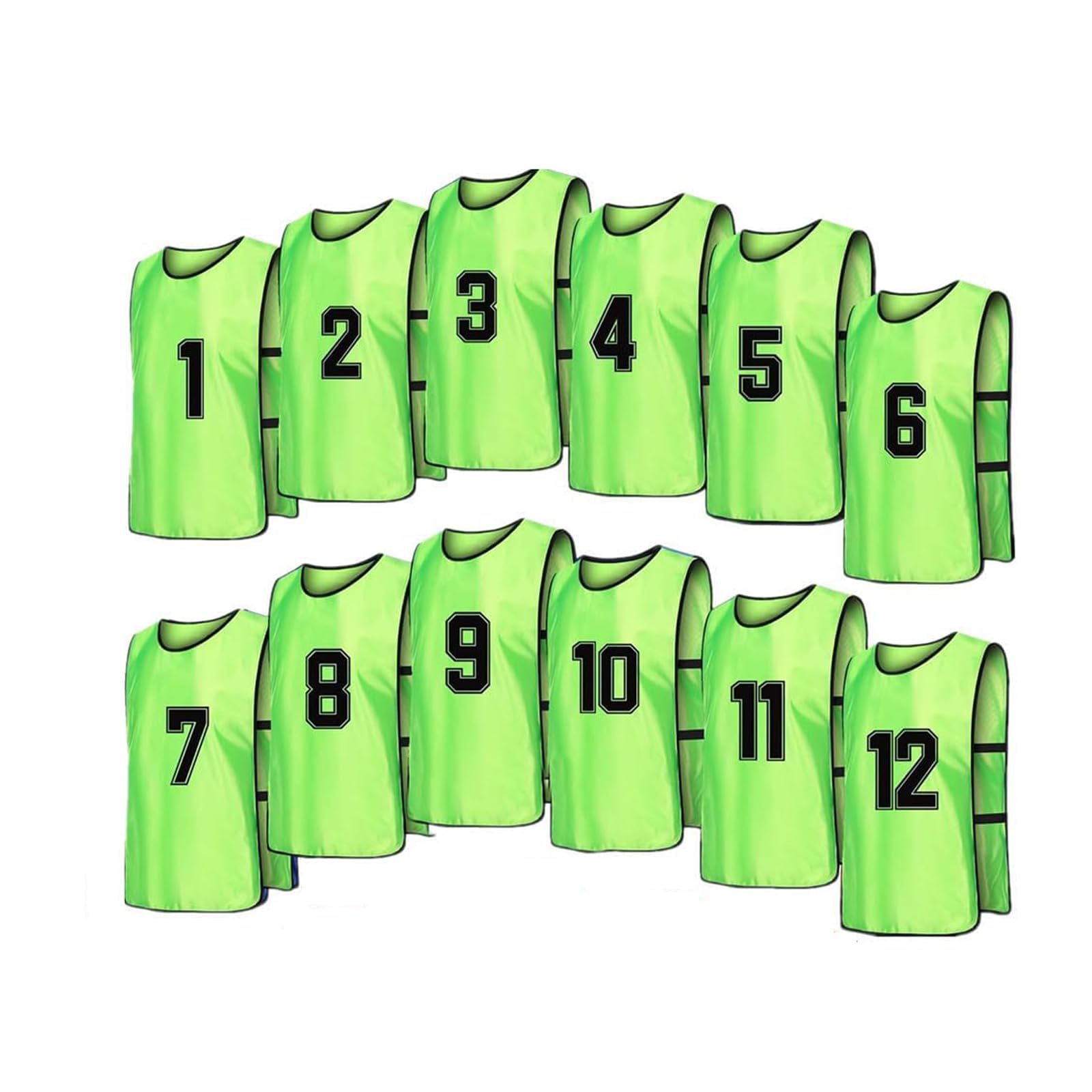 12 pezzi Gilet da Allenamento Calcio Adulti Riutilizzabile Pettorine per allenamento a squadre Gilet da allenamento scrimmage numerato da 1 a 12 in 2 colori,per Netball Rugby Calcio Formazione