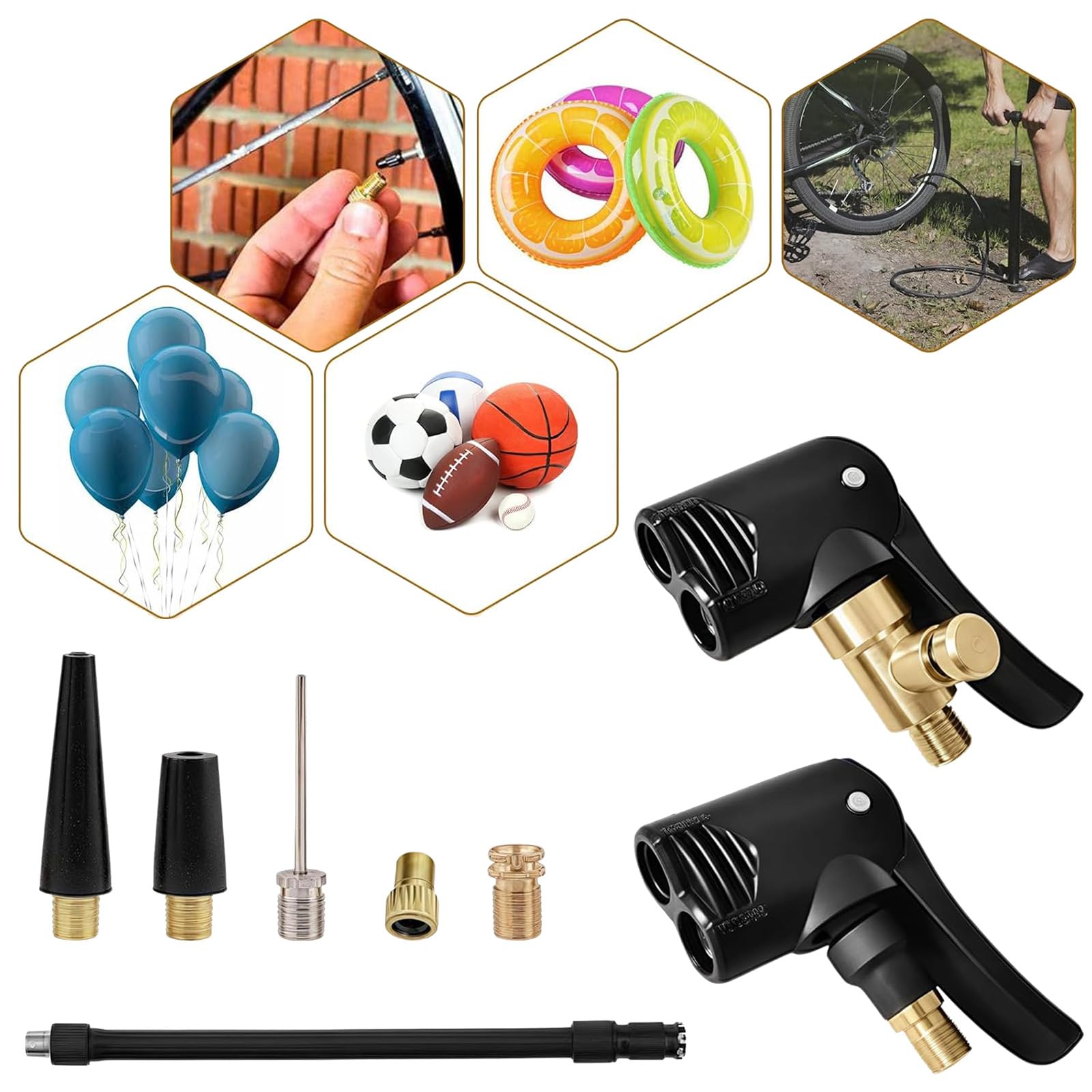 ANBOO 8 sztuk Adapter do wentyla francuskiego Wentyl samochodowy na wentyl francuski, Złącze do pompy do opon Złącze do pompy do szyn, Przedłużka do wentyla Zestaw wentyli, Akcesoria do napełniania
