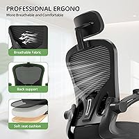 Vista 6 de Silla de oficina ergonómica, capacidad de 330 libras, silla de computadora con respaldo alto para largas horas, cómoda, silla ejecutiva giratoria