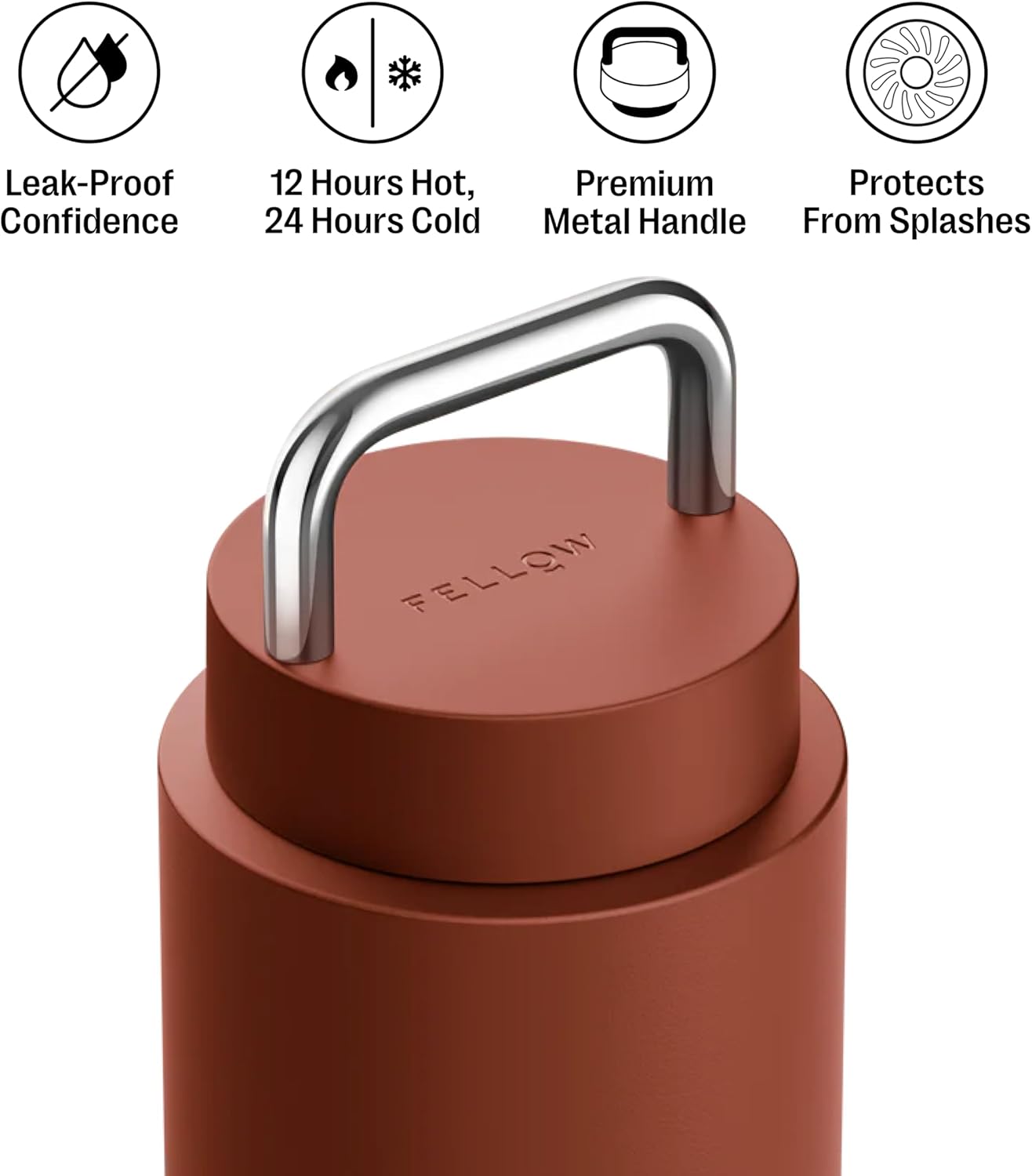 Fellow 32 oz Carter Carry Water Bottle - All-Day Hydration, Leak-Proof Lid, Vacuum Insulated Stainless Steel Tumbler,Keeps Heat for 12 Hours/Stays Cold for 24 Hours Dishwasher Safe - Sienna - Image 2