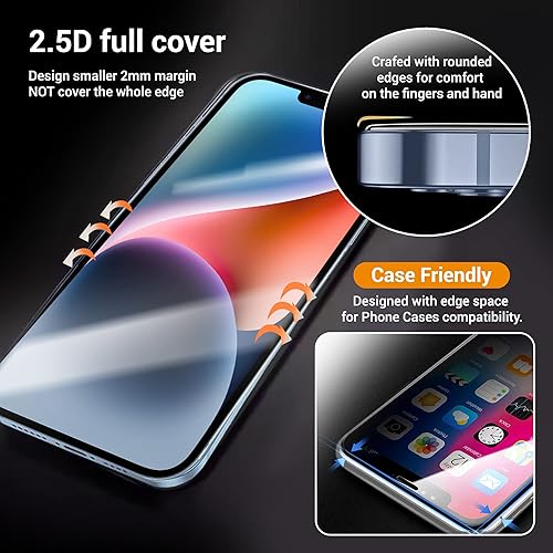 Miniatura 3 de ESENCIAL Paquete de 2 protectores de pantalla para iPhone 14 iPhone 13 iPhone 13 Pro 61 pulgadas y 2 protectores de lente de cámara película de