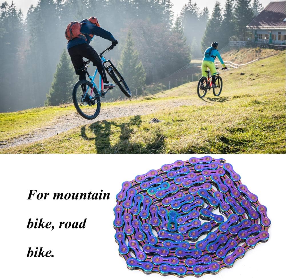 Bike Chain, Bike Variable Speed Chain Steel Colorful Road Bike Derailleur Chains with Bike Chain Links Wonderful Bike Accessory for Mountain Bike, Road Bike