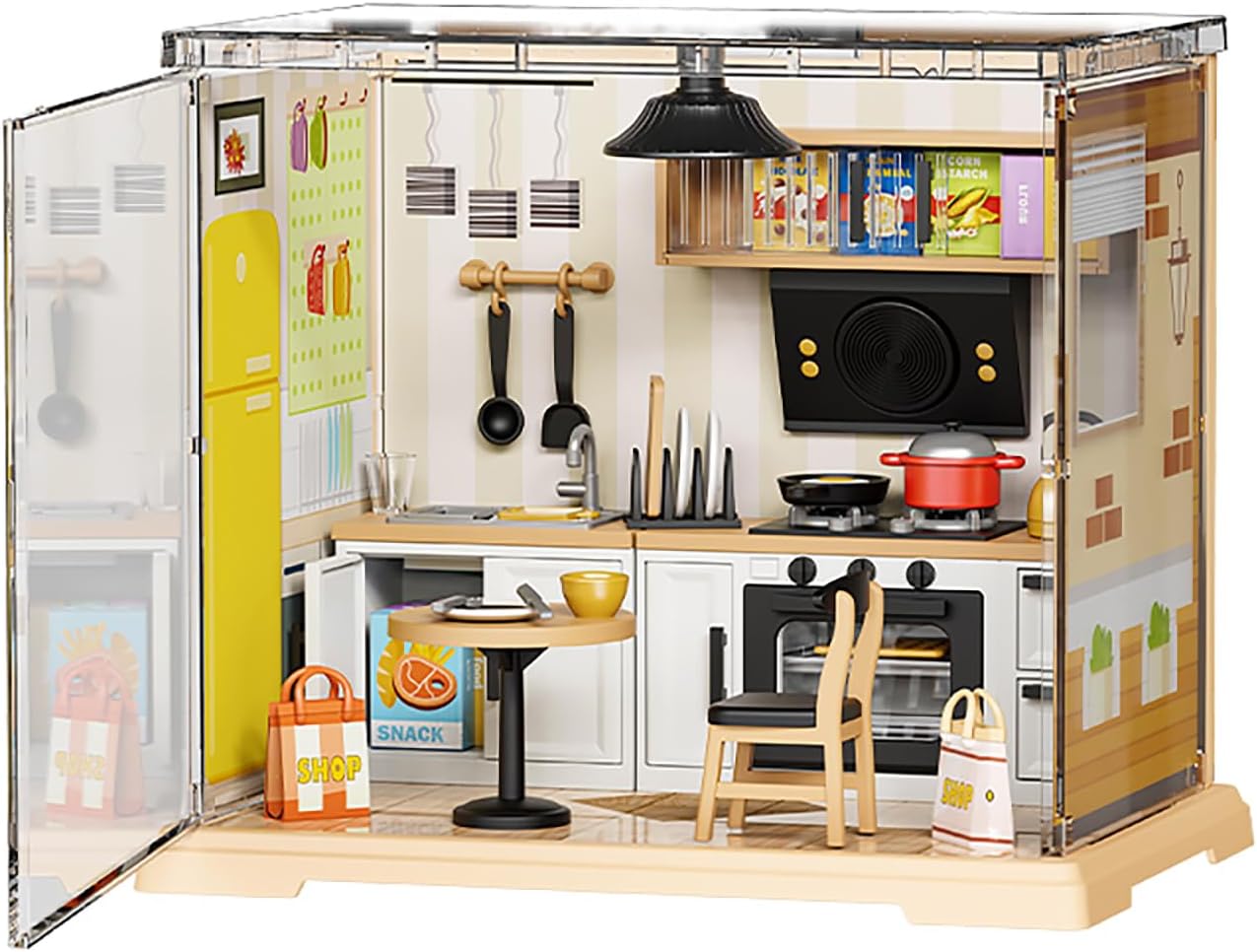 Super Creator Mini Series Kitchen Shop, DIY Plastic Miniature Kits Kitchen Series, Mini Model House Building Set for Teens Aged 14+, DIY Crafts/Hobbies for Adults