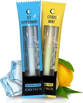 Cigtrus Smokeless Air Inhaler - Tobacco-Free, Nicotine-Free, Non-Electric | Oral Fixation Relief Aid | Habit Replacing Breathing Stick | 2 Pack ICY Peppermint & Lemon Lime