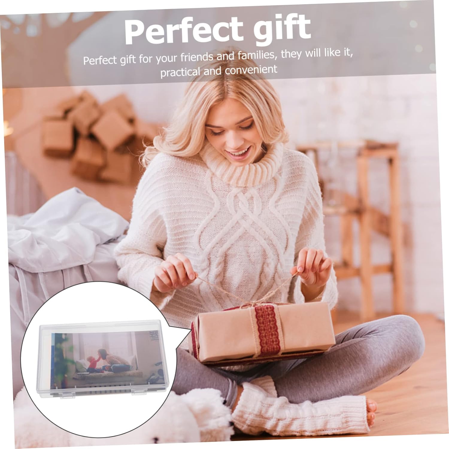 Photo Storage Box with Handle Durable Organizer for Pictures and Craft Supplies Transparent Photo Case for Easy Organization and Protection for Use