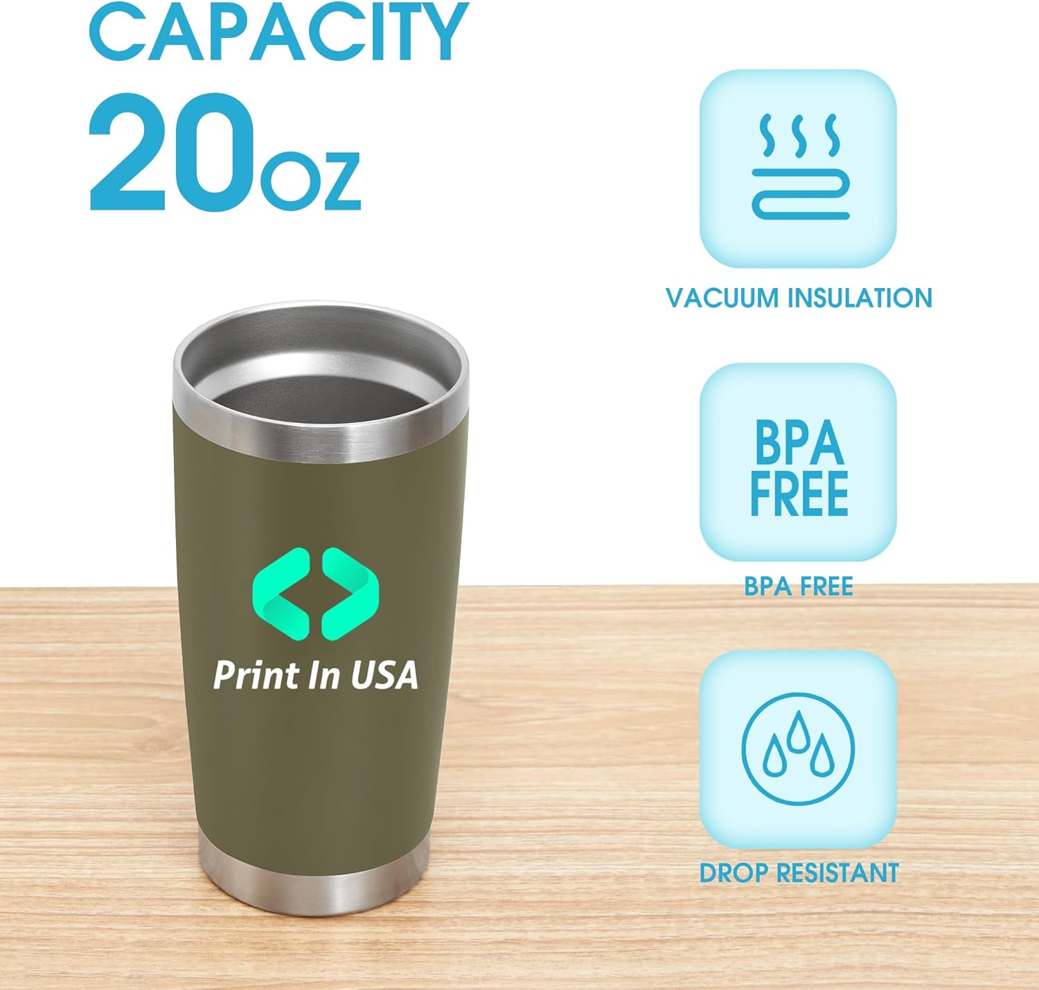 Personalized Custom Print in USA Tumbler 10Pcs 20oz Stainless Steel Double Wall Coffee Cup with Lid & Straw Insulated Tumbler with Colorful Text Logo Photo - Image 3