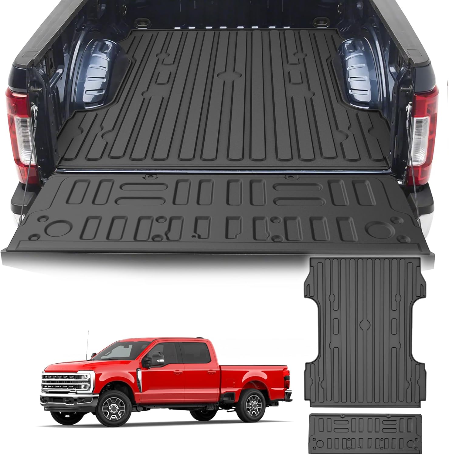 AOMSAZTO 6.75 FT F250 Truck Bed Mat and Tailgate Liner Compatible with Ford F250 2017-2022 - Custom Fit Cargo Mat for Ford F250 All Weather Trunk Mat