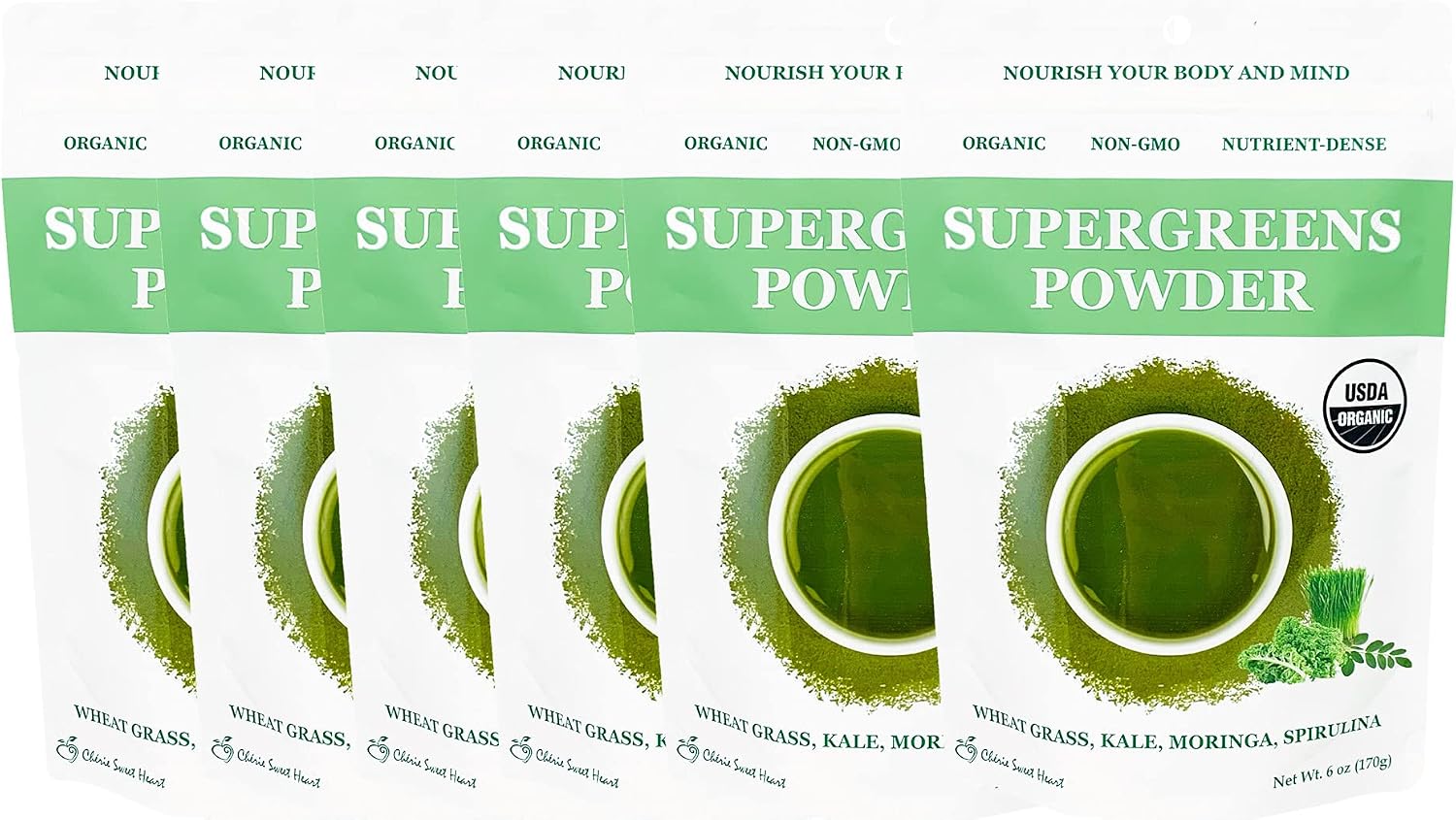 Cherie Sweet Heart Supergreens Powder - Green Superfood - Organic Greens Powder Super Greens - Smoothie Powder - Superfood Powder - Powdered Greens - 2.25LB Super Greens Powder - 204 Servings