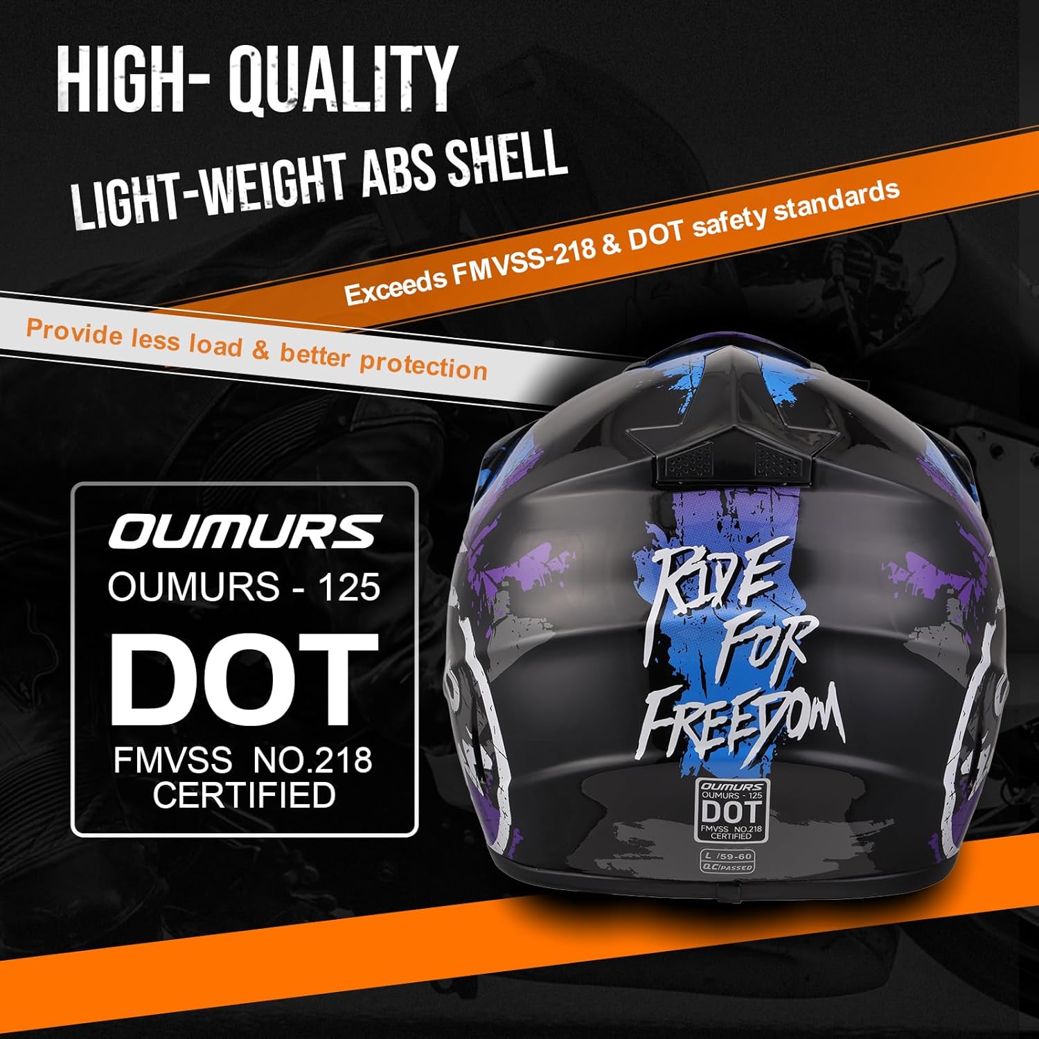 OUMURS DOT Adult ATV Dirt Bike Helmet with Goggles Gloves & Mask Adjustable Sun Visor Motorcycle Adult Helmet Off-Road Motocross Downhill Moped MX for Unisex-Adult OUMURS 125A-Matte Black