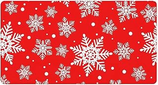 Non Slip Travel Desk Mat with Waterproof Design for Laptop, Computer, Office, Home Use, Easy Cleaning and Gliding (Snowflake Christmas Red)