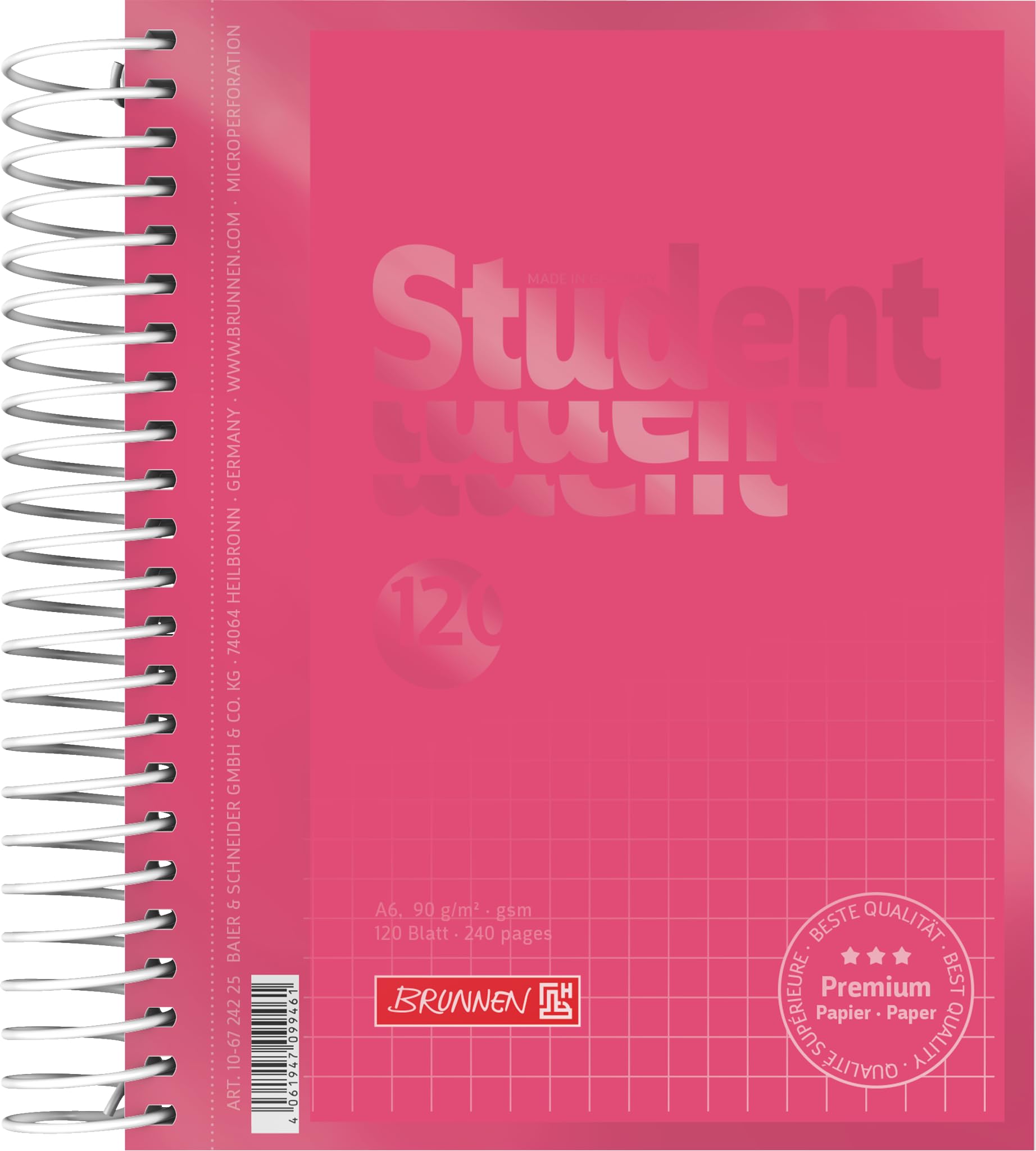 Brunnen College Notepad Premium Student Colour Code A6 Cover Sheet: Tulip