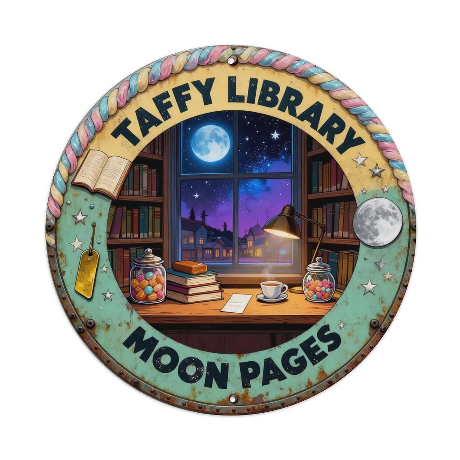 Taffy Library Sign Metal Tin Sign Plaque