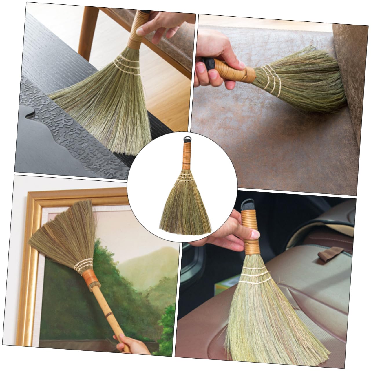 minkissy 2pcs Handmade Broom Straw Mini Whisk Broom Soft for Cleaning Small Chinese Sweeping Brush Lightweight Design Household Broom Tool