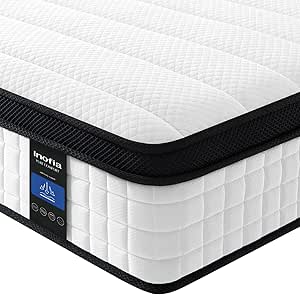 Inofia King Size Mattress, 10.6 Inch Hybrid Mattress with Aeroshield Memory Foam and NexusArc Pocket Sprung,Cozy and Breathable Fabric,The Elegant Collection,King(150×200×27cm)