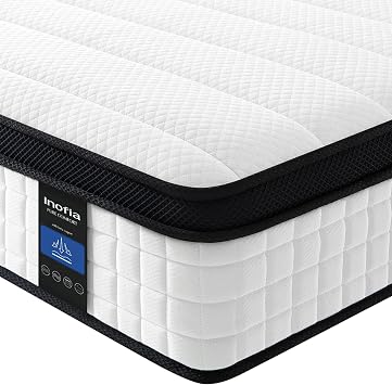 Inofia King Size Mattress, 10.6 Inch Hybrid Mattress with Medium Firm Feel