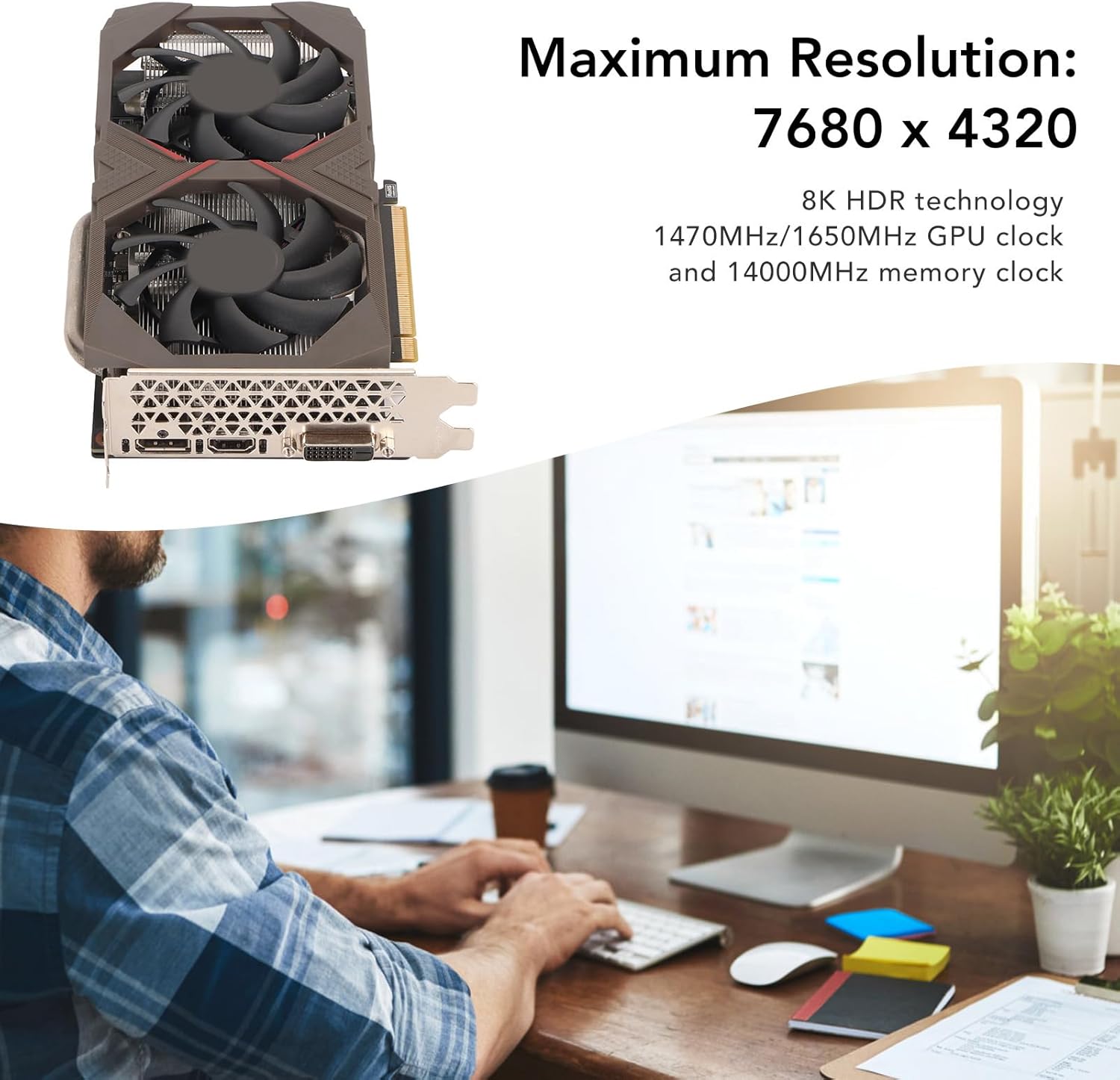 Desktop Graphics Card, RTX2060 Super 8GB GDDR6 256bit, 1650MHz GPU 14000MHz Memory Clock, Dual Cooling Fan, for Gaming Video, DVI DisplayPort HD PCI Express 3.0 - Image 2