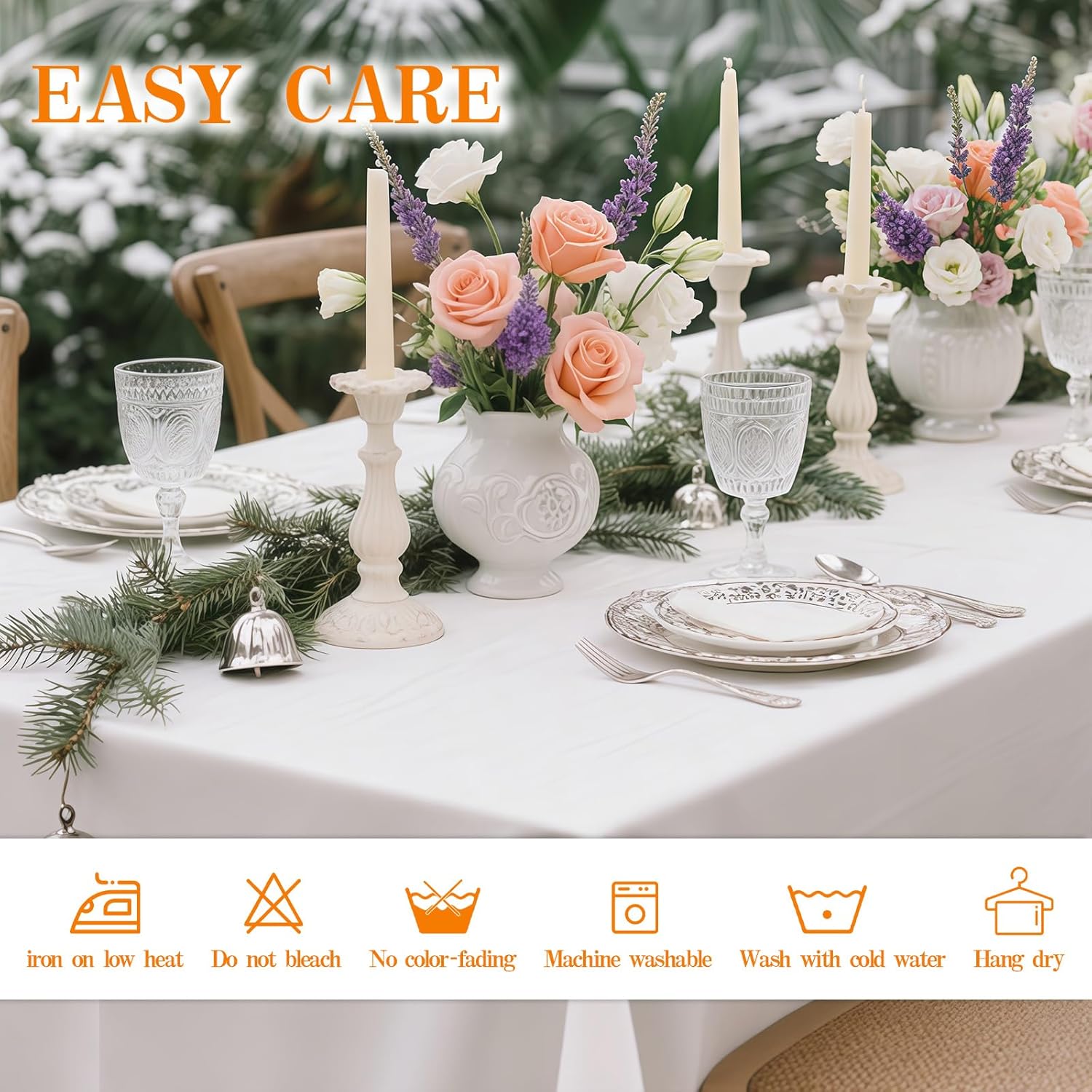 DRESSMAKER 10 Pack White Table Cloth Rectangle 60x102 Inches Polyester Tablecloth for 6ft Tables Washable Fabric Bulk Table Cloths for Party,Wedding Banquet