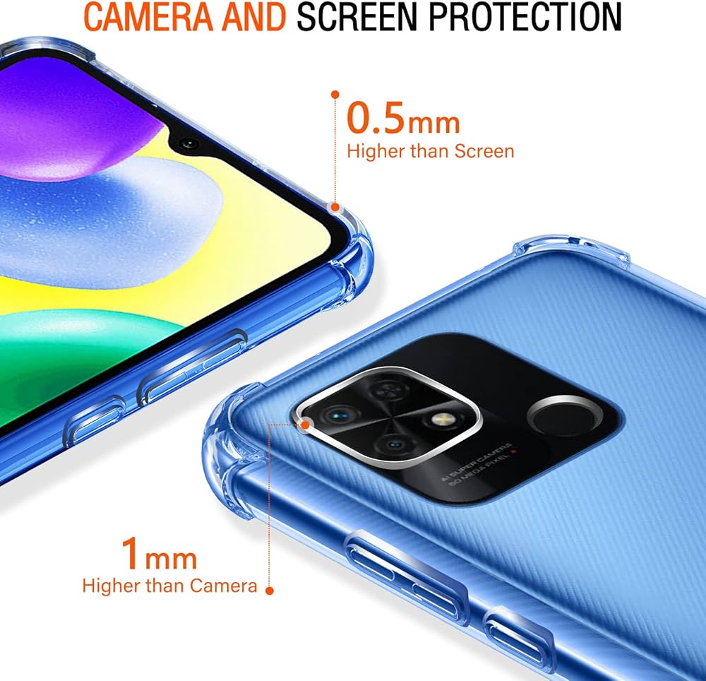 IVoler Cover Per Xiaomi Redmi 9A E 9AT – Custodia Trasparente Antiurto + 3 Pellicole In Vetro Temperato