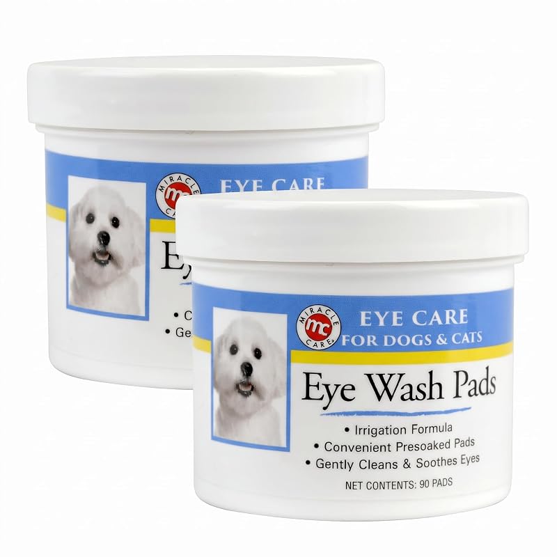 Lenços para Higiene dos Olhos de Cães e Gatos Miracle Care com Algodão, 90 Unidades (Pacote com 2)