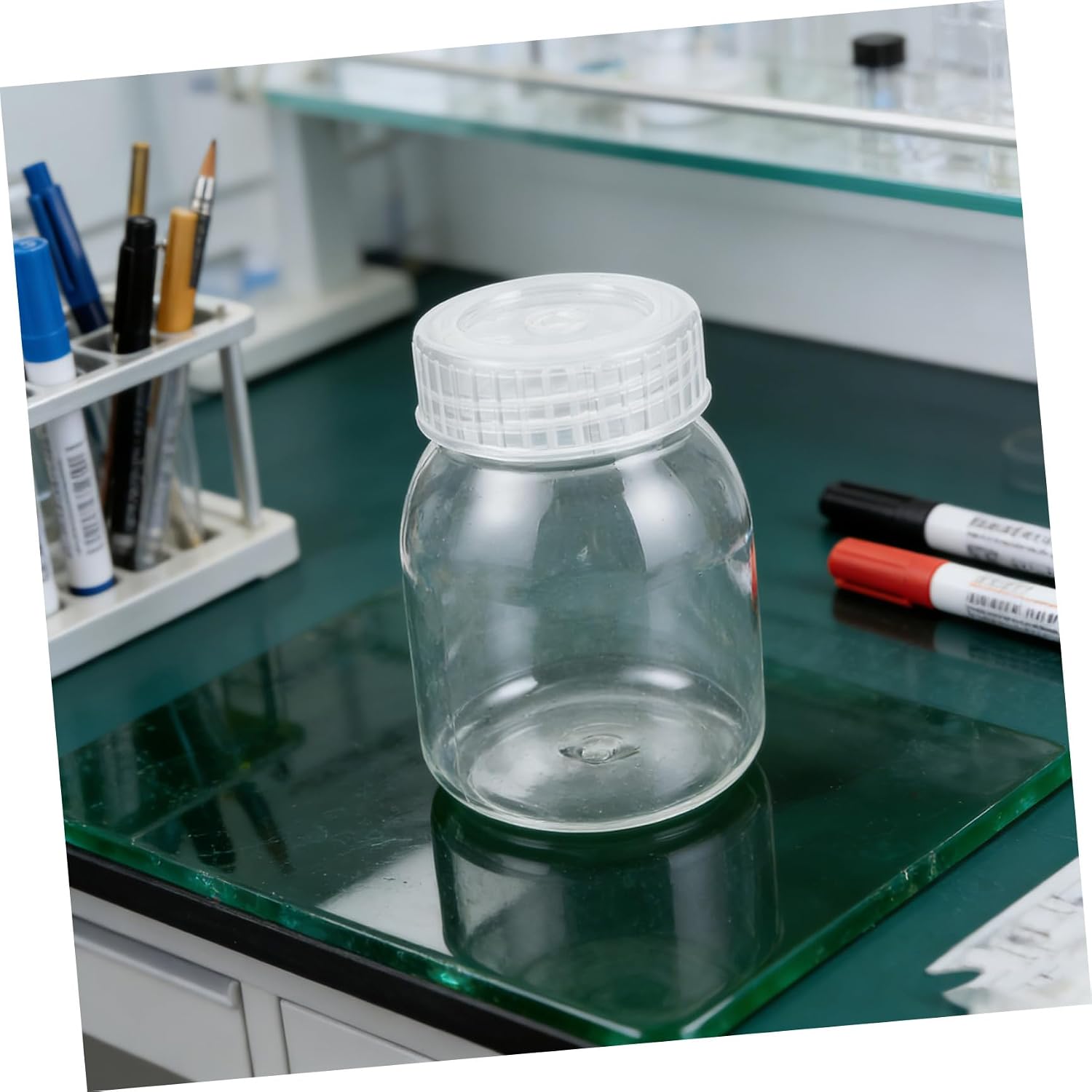 5pcs Plastic Wide Mouth Lab Bottles 350ml 11.83 Fl Oz Sample Storage Bottles with Lids for Cell Culture and Plant Tissue Culture Laboratory Use