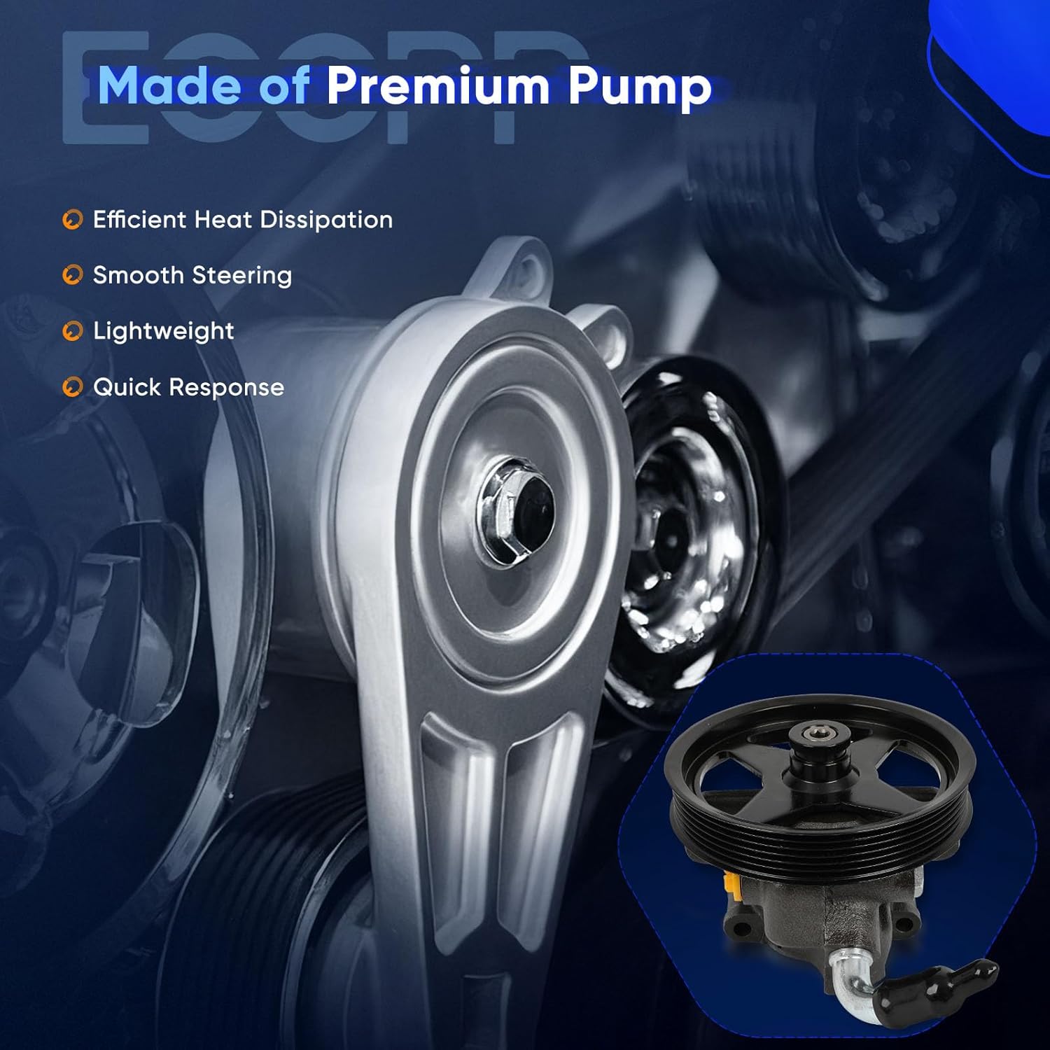 ECCPP Power Steering Pump fit for Ford Explorer 2006-2010 V8 4.6L for Explorer Sport Trac 2007-2010 V8 4.6L for Mercury Mountaineer 2006-2010 V8 4.6L Replace 6L2Z3A674AA