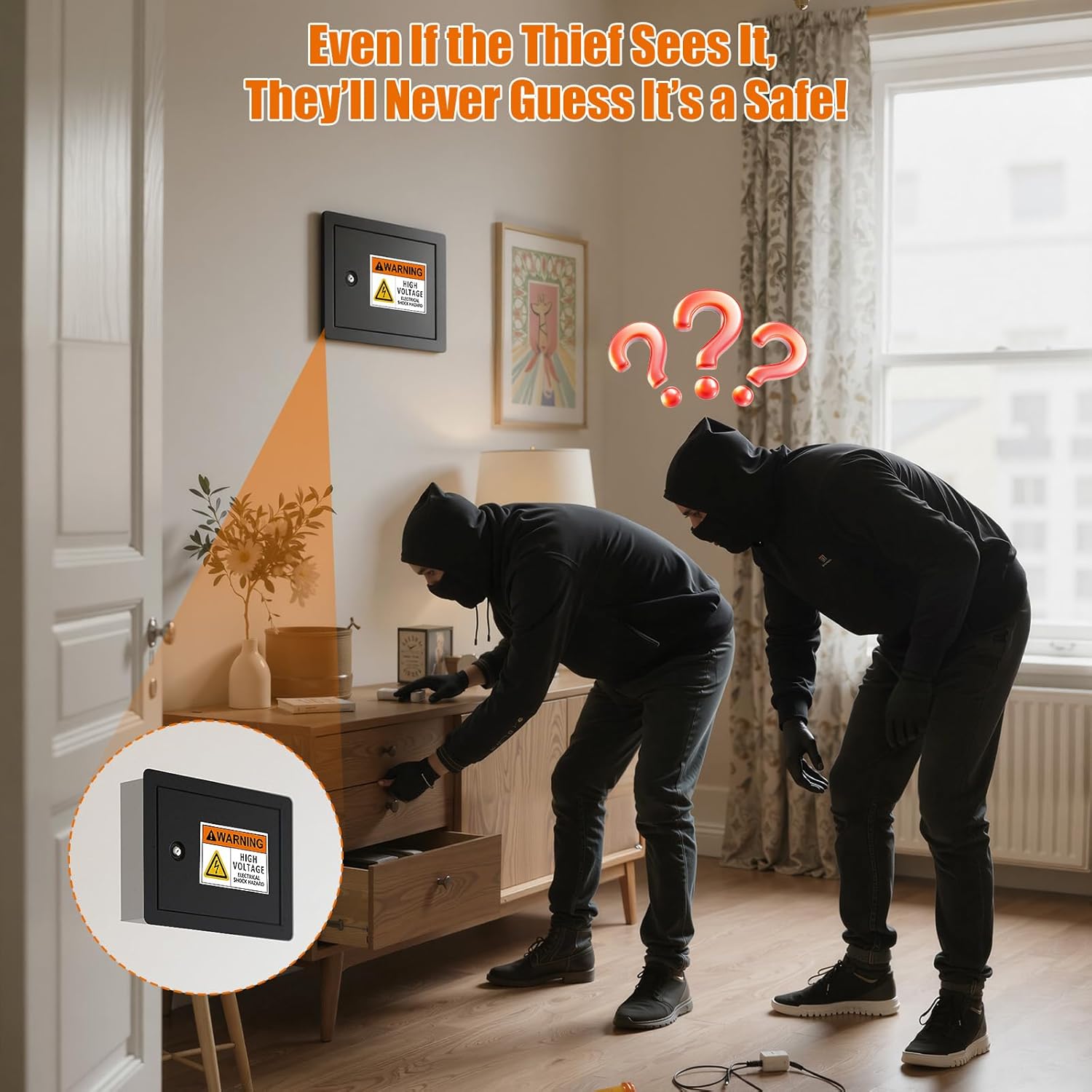 Hidden Wall Safe with Concealed Panel – Steel In-Wall Lock Box Fits 16” Studs – Key Lock Security Cabinet for Cash, Firearms & Documents – Recessed Safe for Home & Office (Black)