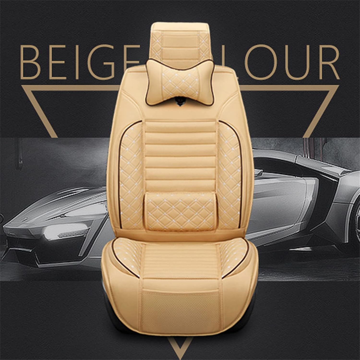 Aoyade Car Seat Covers for DTS 2006-2011 All Weather Soft Breathable Waterproof Protective Covers Full Set Beige Luxury