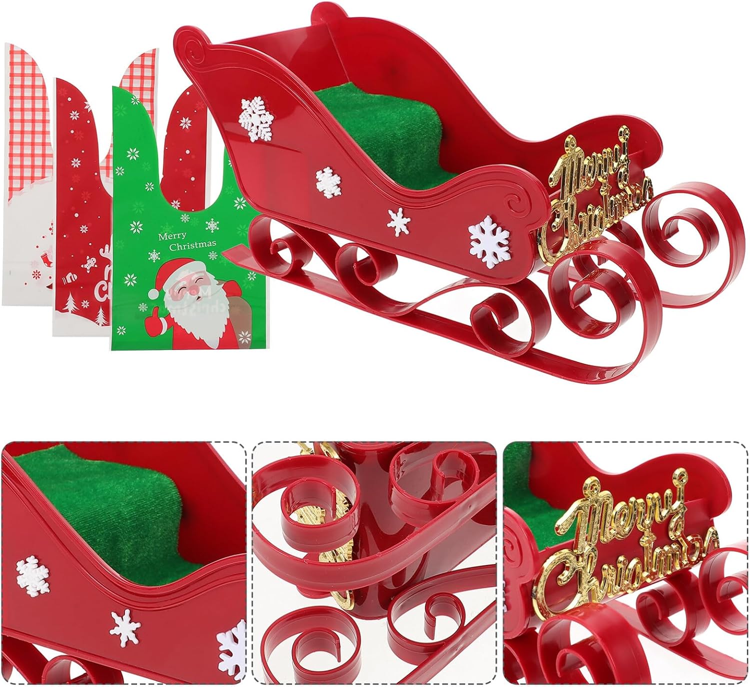 Cabilock 1set Christmas Sleigh Table Decoration Holiday Desktop Ornament Charming Xmas Decor for Living Room Bedroom Entrance for Festive Celebrations
