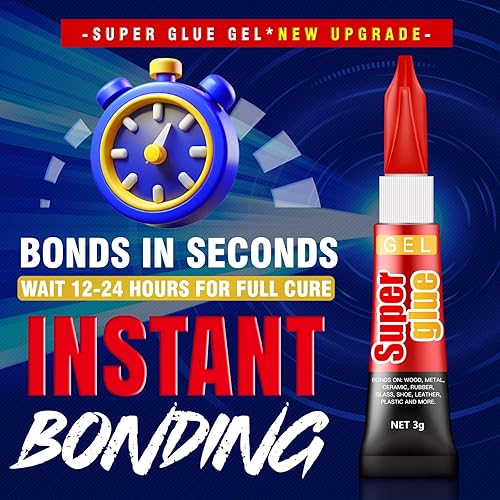 Miniatura 2 de 3 gramos (Paquete de 24) Súper pegamento gel de un solo uso, adhesivo súper rápido, espeso y fuerte, pegamento cianoacrilato para plásticos duros