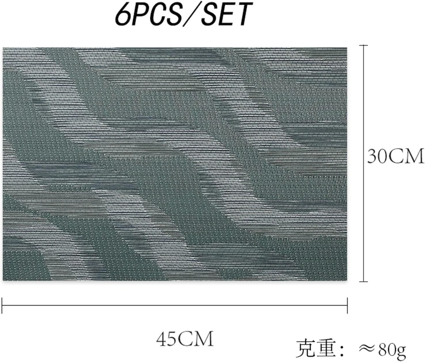 Set of 6 Placemats Braided Vinly Woven Place Mats Washable Heat Table Mats Coasters for Dining Table(Green)