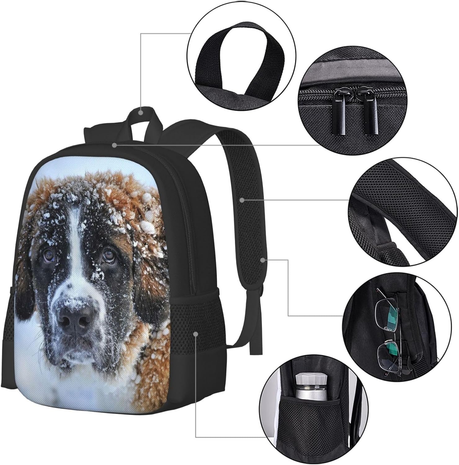 Saint Bernard Dog Backpack Lightweight College Business Multi-Function Travel Casual Bag