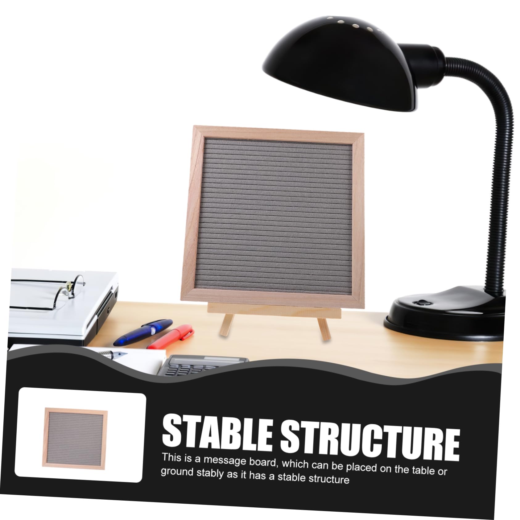 Tableau Mémo à Lettres Amovibles en Feutre avec Support Bois
