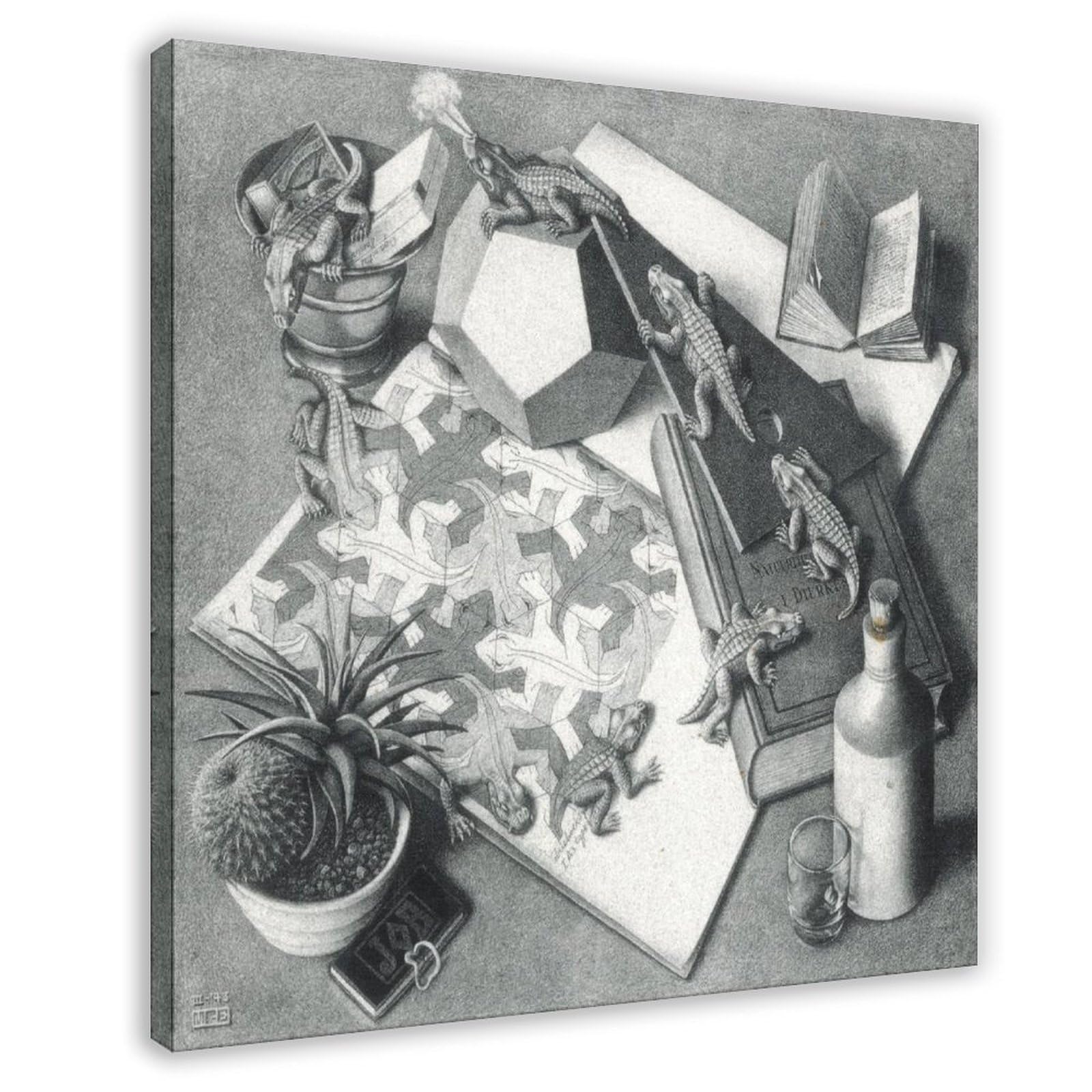 WCYB Reptiles by Maurits Cornelis Escher Posters Prints Canvas Deco Paintings Wall Art Frame 28" L X 28" W