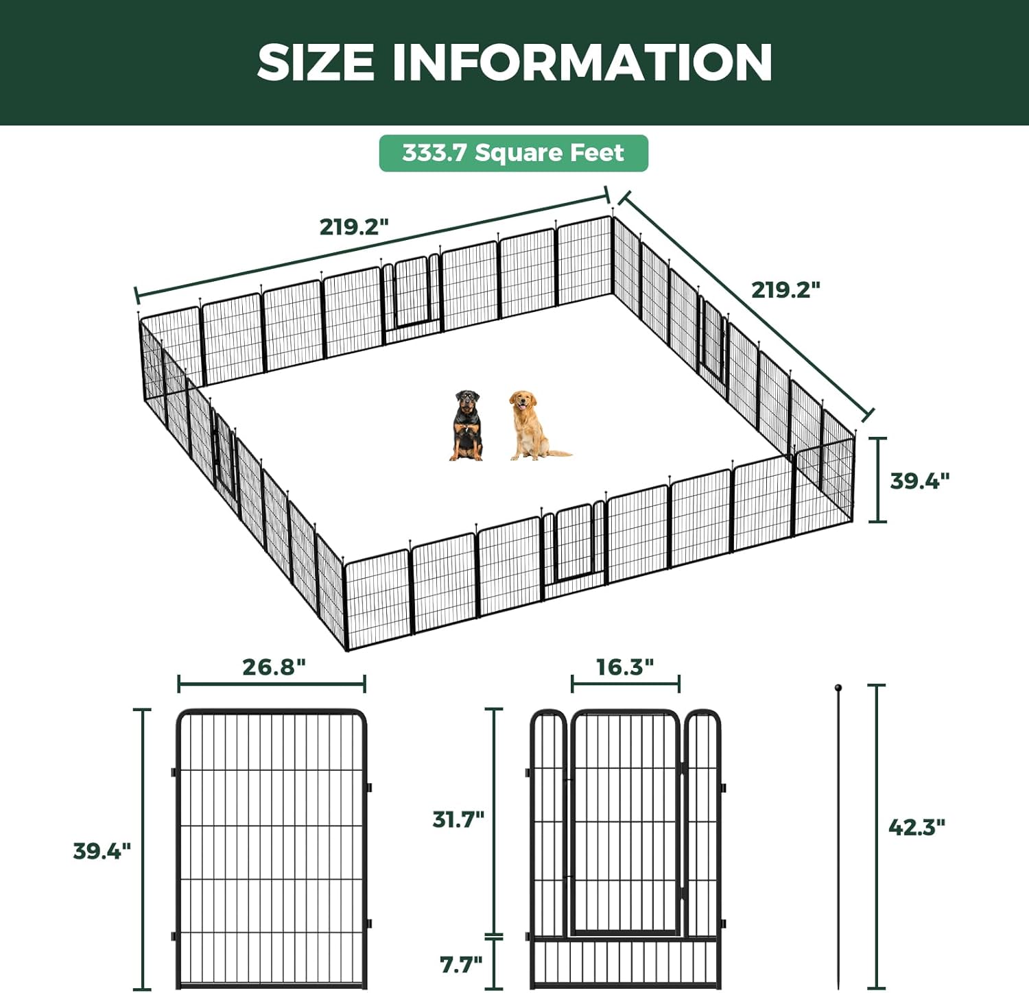 FXW Rollick Unleashed Dog Playpen for Indoor, Yard, RV Camping, 40 inch 32 Panels for Medium and Large Dogs, Black│Patented thumbnail