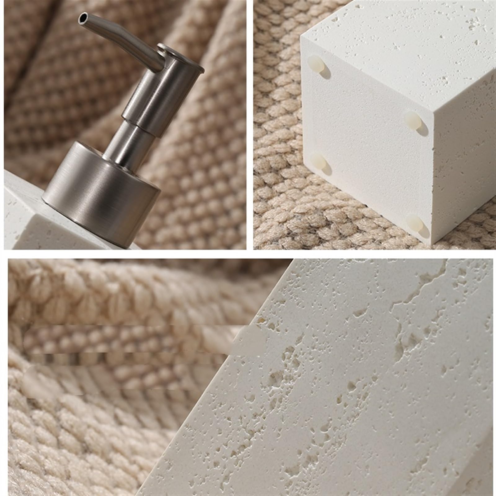 Dispenser Sapone Dispenser di sapone in arenaria naturale, dispenser di sapone for bagno, dispenser di sapone liquido for cucina con pompa in acciaio inossidabile argentato Dosatore Sapone Liquido(420