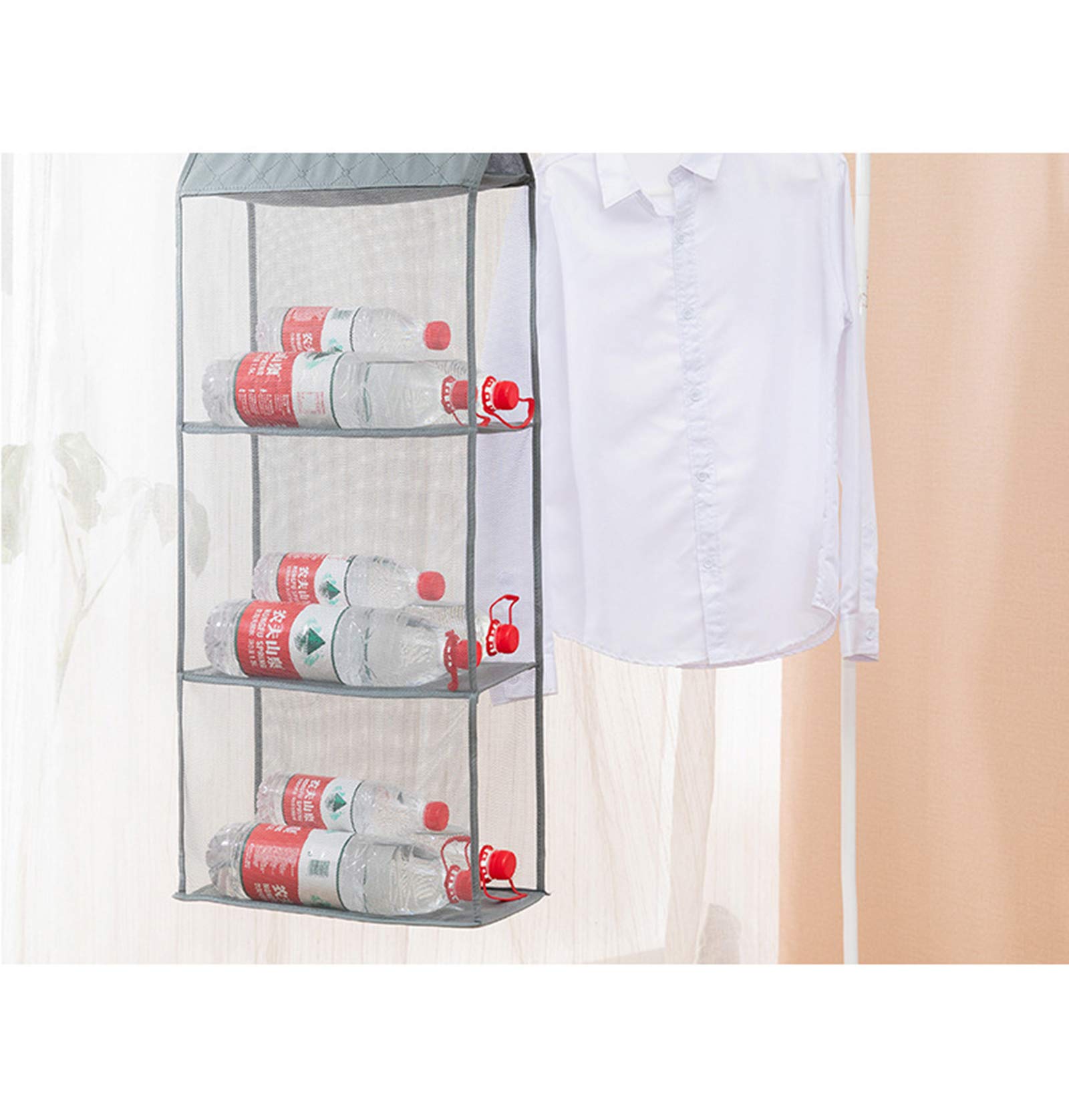 DXI 2 Pcs Organizador del Armario Plegable, Organizador para Colgar Bolsos de 4 Bolsillos, Transparentes Bolsos de Mano para Sala de Estar, para Armario Familiar, Dormitorio, Gris