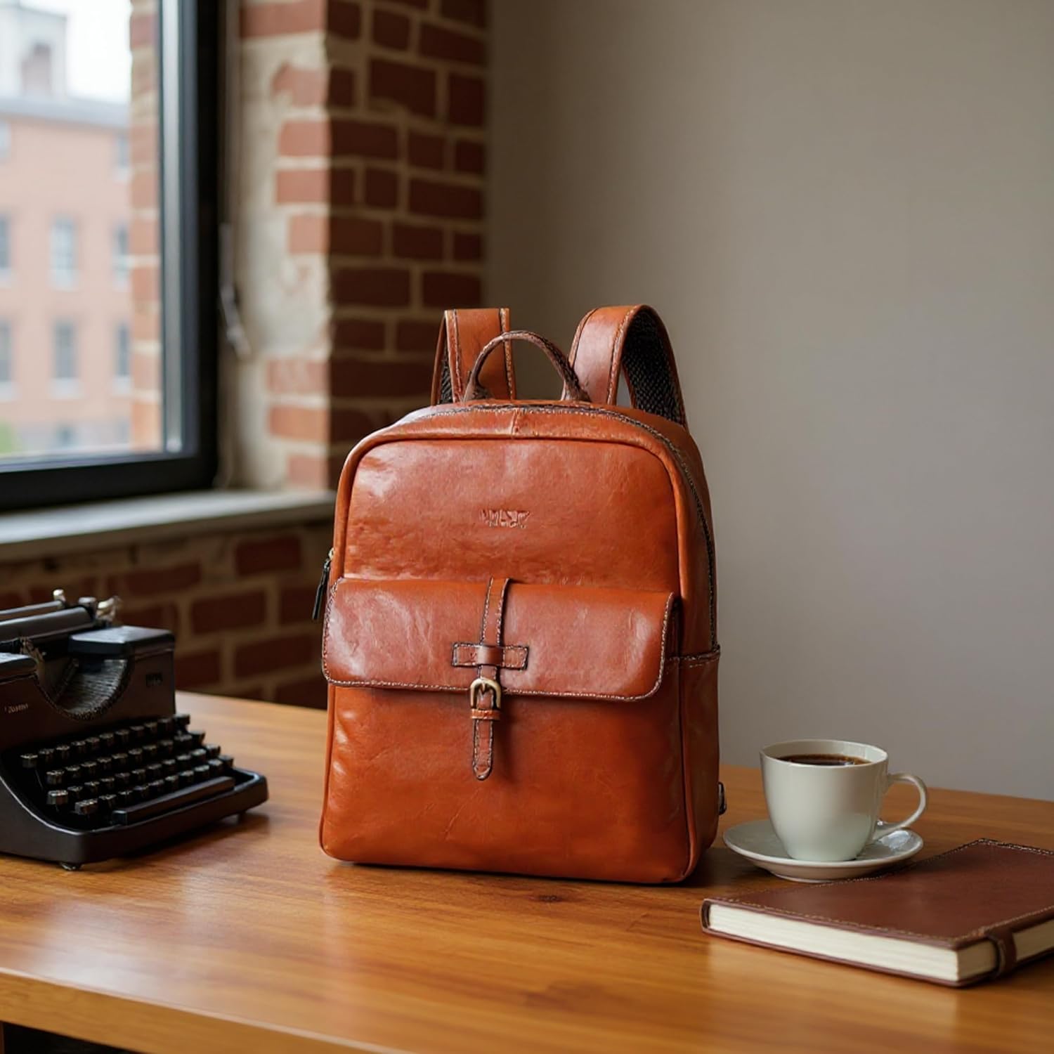 Genuine Leather Backpack Rucksack – Vintage Laptop Bag Fits 15.6” – Cowhide Travel Shoulder Bag for Men & Women – 14L Daypack