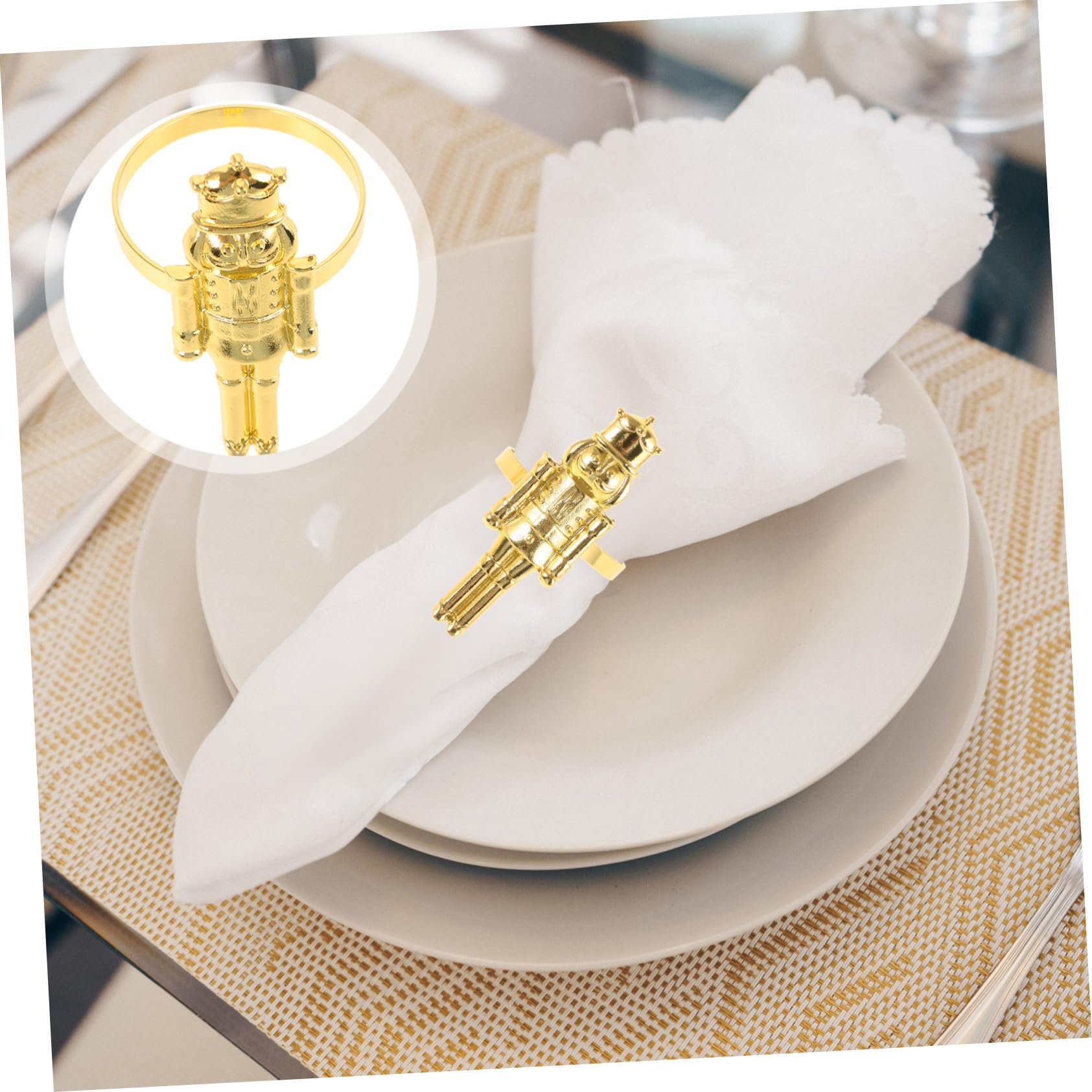 6piezas Servilleteros De Cascanueces Navideños para Mesa De Comedor Hebillas para Servilletas Forma De Cascanueces Decoración De Fiesta