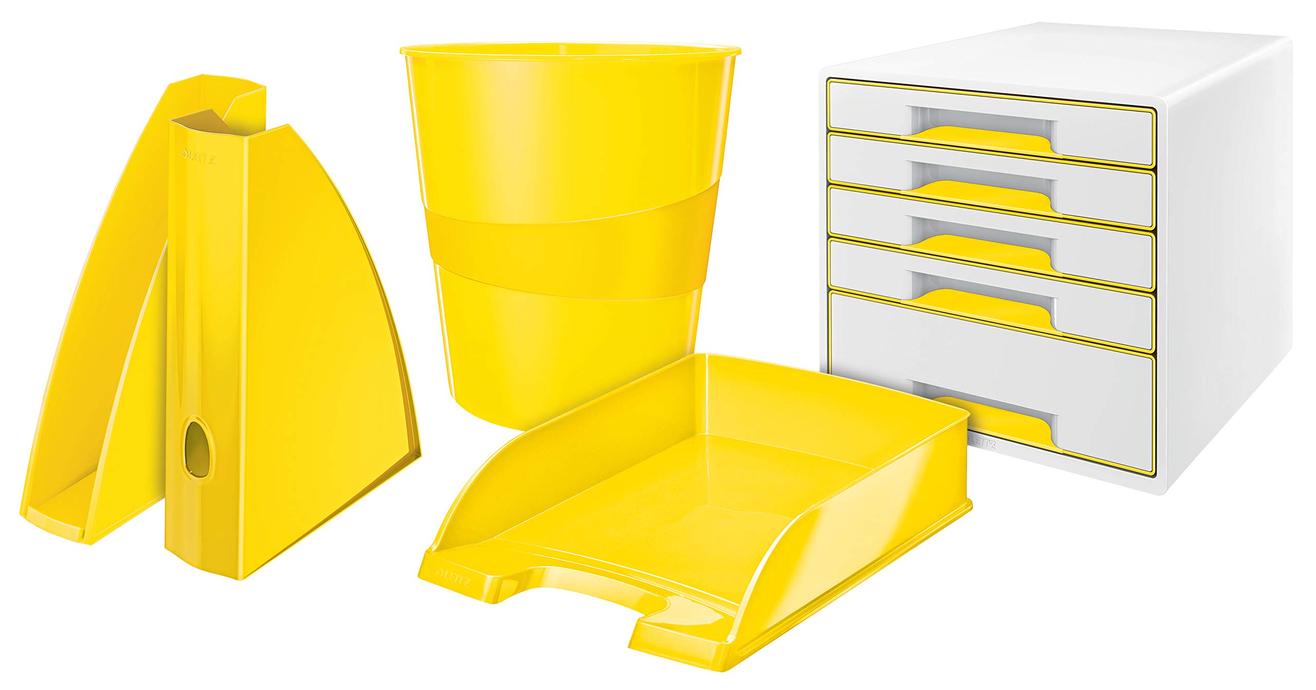 Leitz Wow Lot de 6 corbeilles à papier en plastique Jaune 15 l