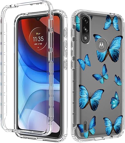 Miniatura 6 de sidande Funda para Moto E7 PowerMoto E7i Power XT2097 con protector de pantalla de vidrio templado, cuerpo completo, transparente, floral, funda