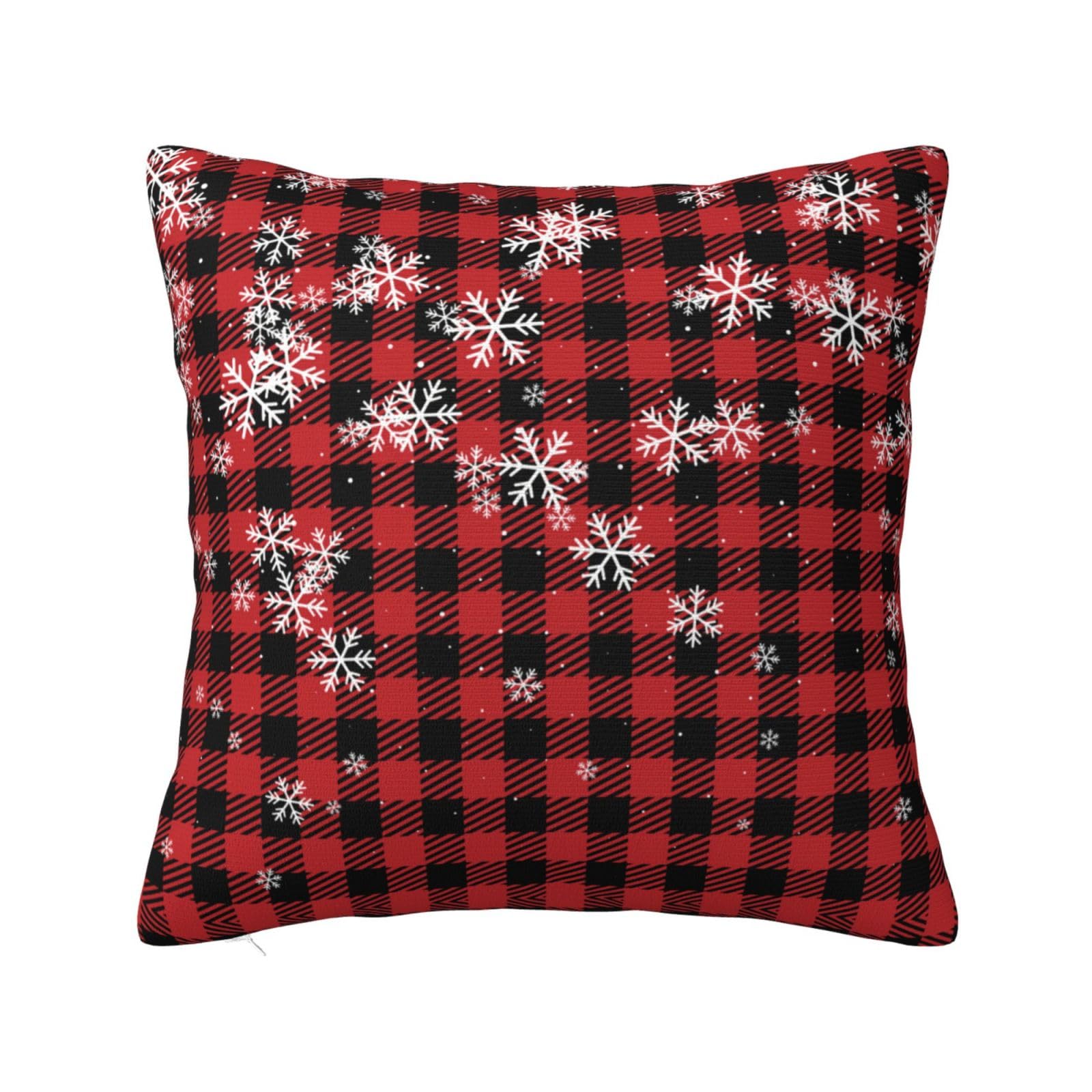 Red Buffalo Plaid Christmas Snowflakes Pillowcase 16"x16"