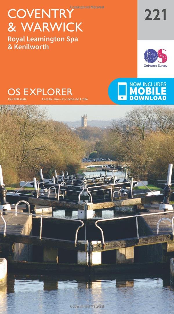 Coventry & Warwick Map | Royal Leamington Spa & Kenilworth | Ordnance Survey | OS Explorer Map 221 | England | Walks | Hiking | Maps | Adventure