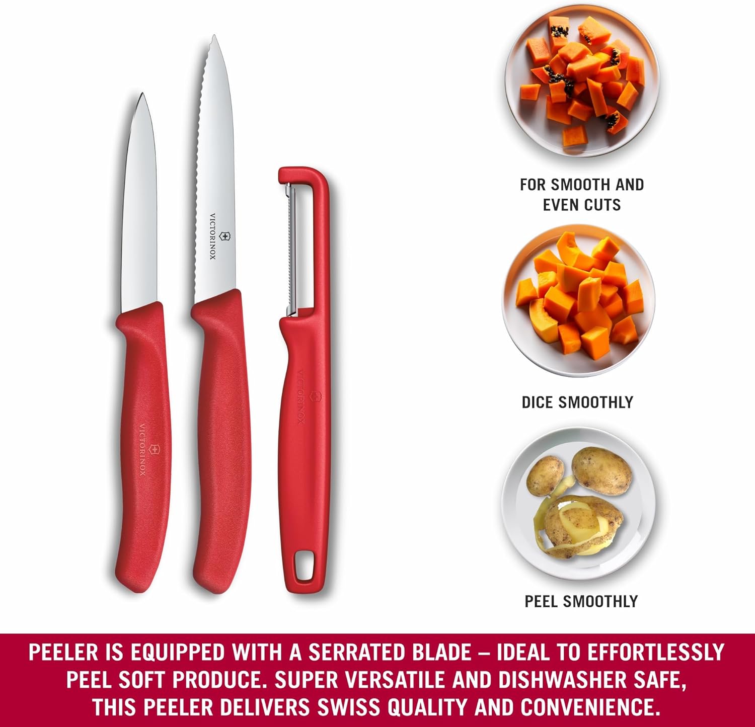 Victorinox Swiss Classic Paring Knife Set w/Peeler 3 PC Red