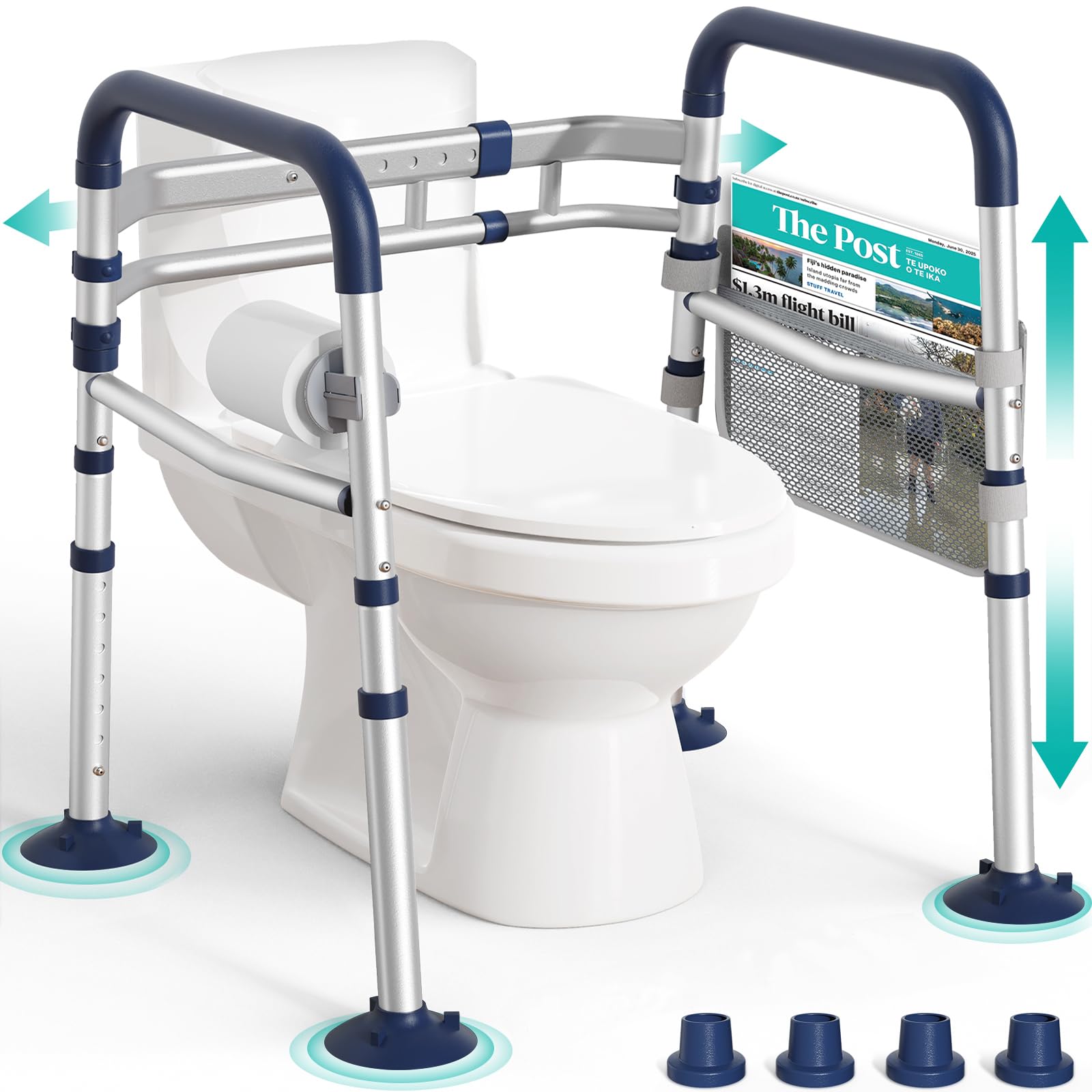 Photo 1 of HOMENURSE Toilet Safety Rails for Seniors (350 lb), Adjustable Height & Width Toilet Safety Frame for Elderly, Disabled, Foldable Handicap Toilet Handles with Suction Cups, Fits Most Toilets