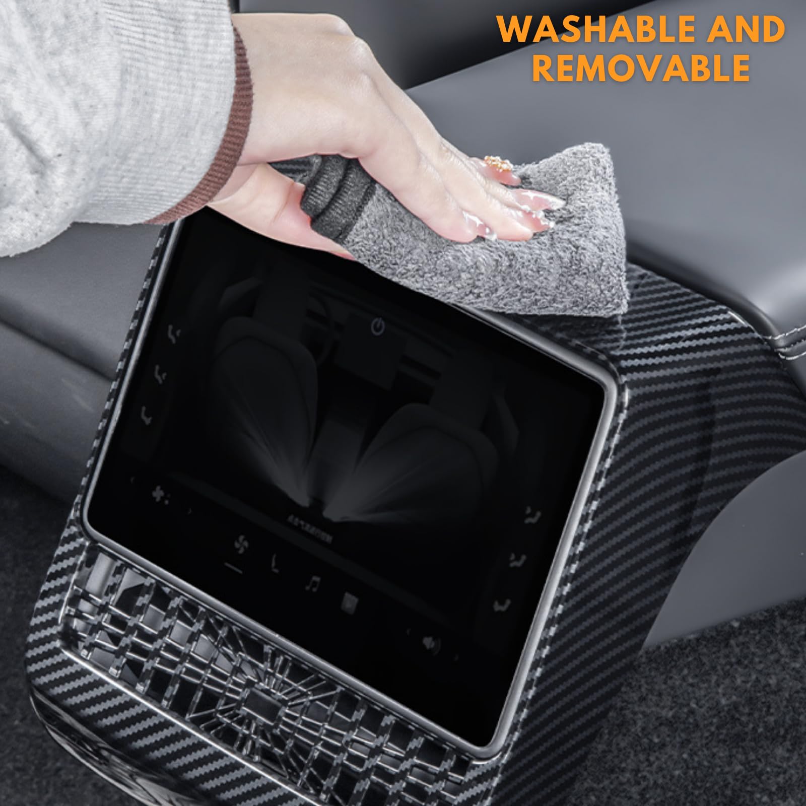 Cache d'aération de console centrale arrière pour Tesla Model 3 Highland 2024 en fibre de carbone - Accessoires de décoration intérieure - Cadeaux pour les propriétaires de Tesla