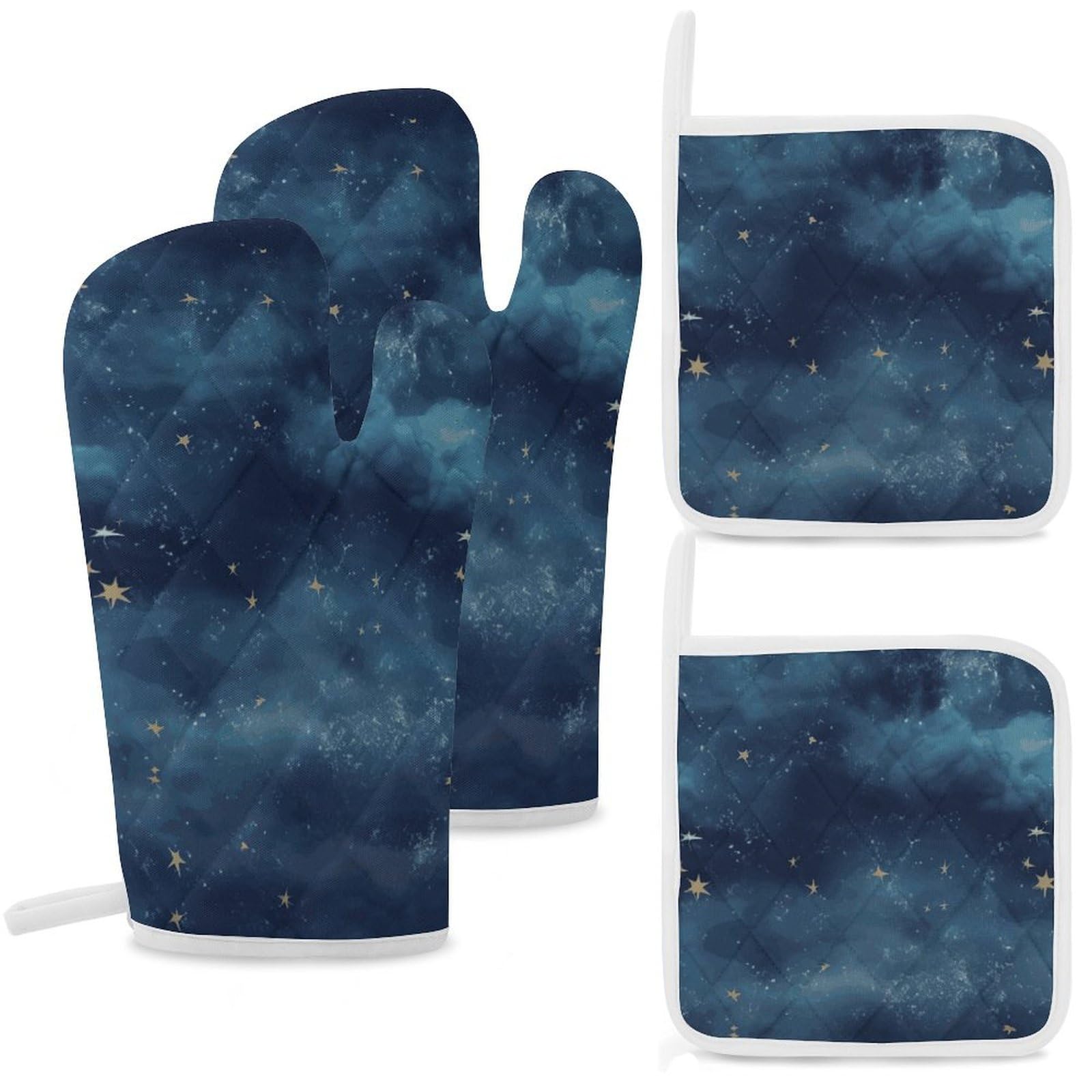 Gants de cuisine anti-brûlure à motif étoiles avec isolation thermique renforcée