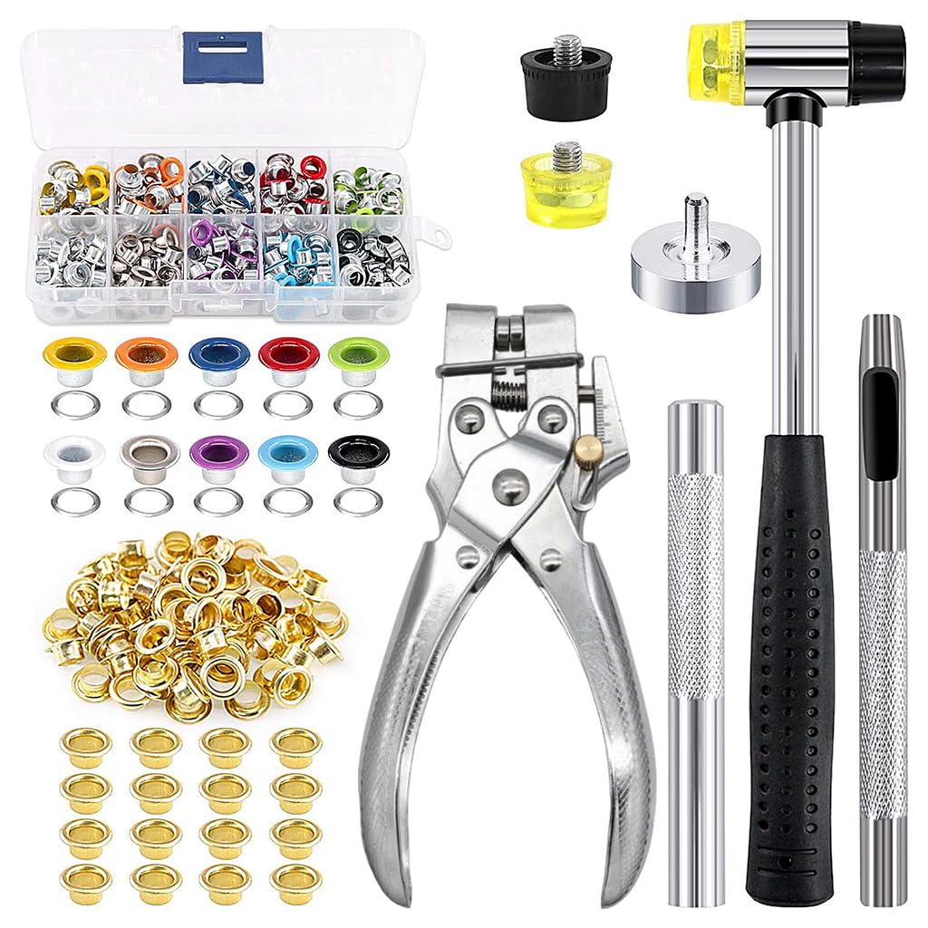Serplex® Metal Eyelet Grommet Installation Kit with Pliers, Hammer & Punch Tools, 5mm Eyelets and Washers Set for Fabric, Leather, Canvas & DIY Craft Projects, Multi Color Grommet Repair Tool Kit-image-22